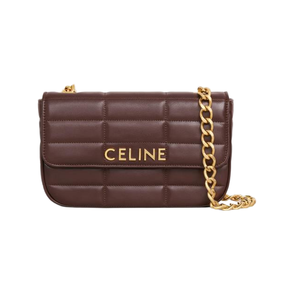111273EPZ-19EC Celine Matelasse Monochrome Quilted Goatskin Chain Shoulder Bag Ecorce
