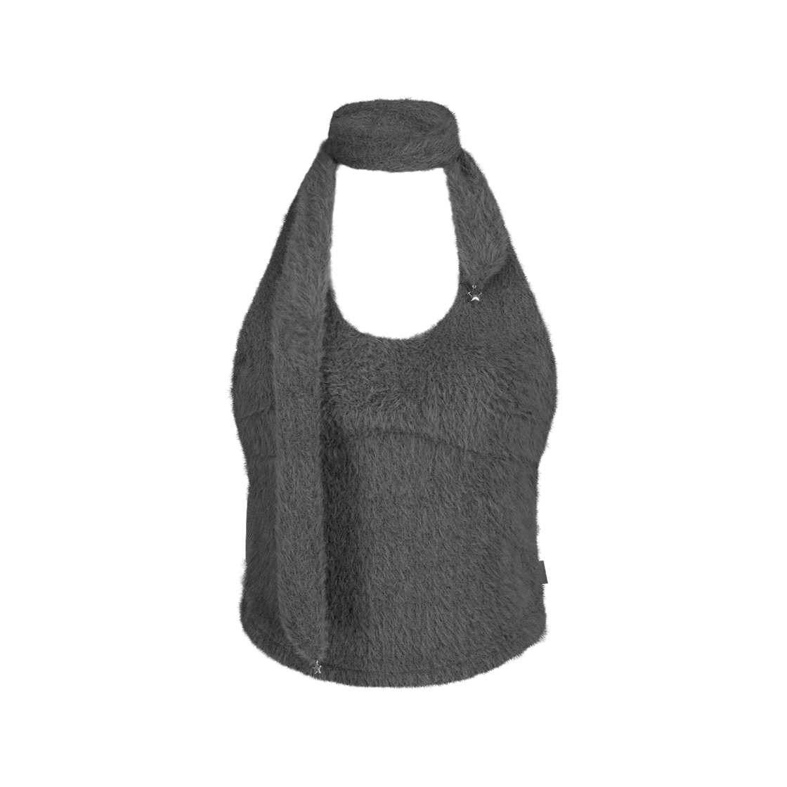 OJ25FWTS005CC OJOS Muffler Knit Halter Top Charcoal