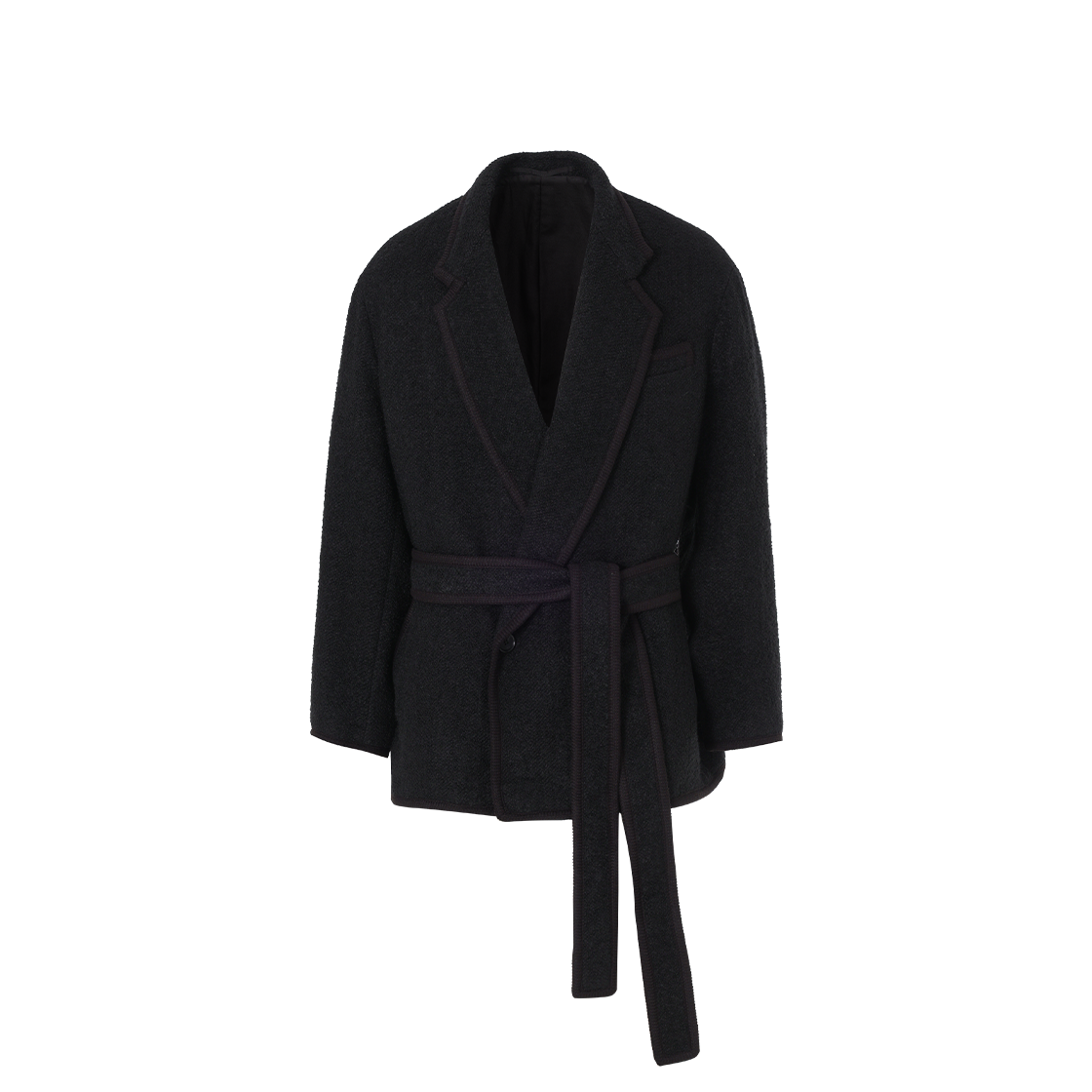 SH5JK500BK SONGZIO HOMME Tweed Robe Double Breasted Jacket Black