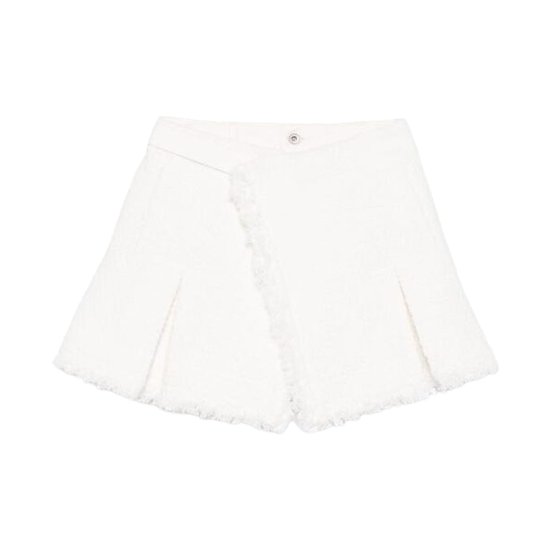 25-07724-151 (W) Sacai Tweed Fringe Wrap Shorts Off White