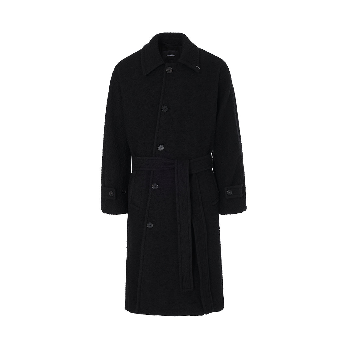 SH6CT715BK SONGZIO COLLECTION Bias Cut Balmacaan Coat Black