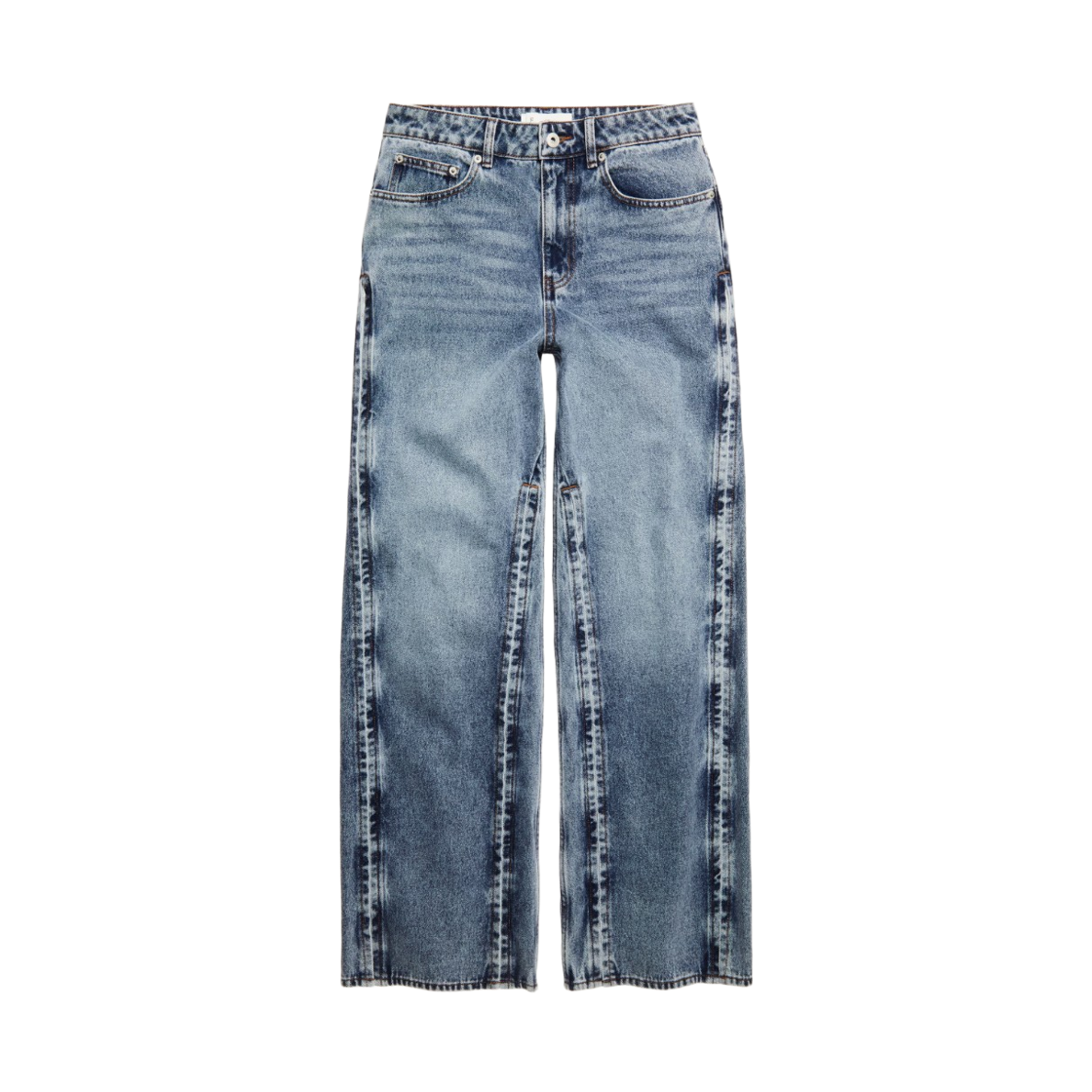 1298153001 (W) H&M Side Slit Wide Jeans Denim Blue