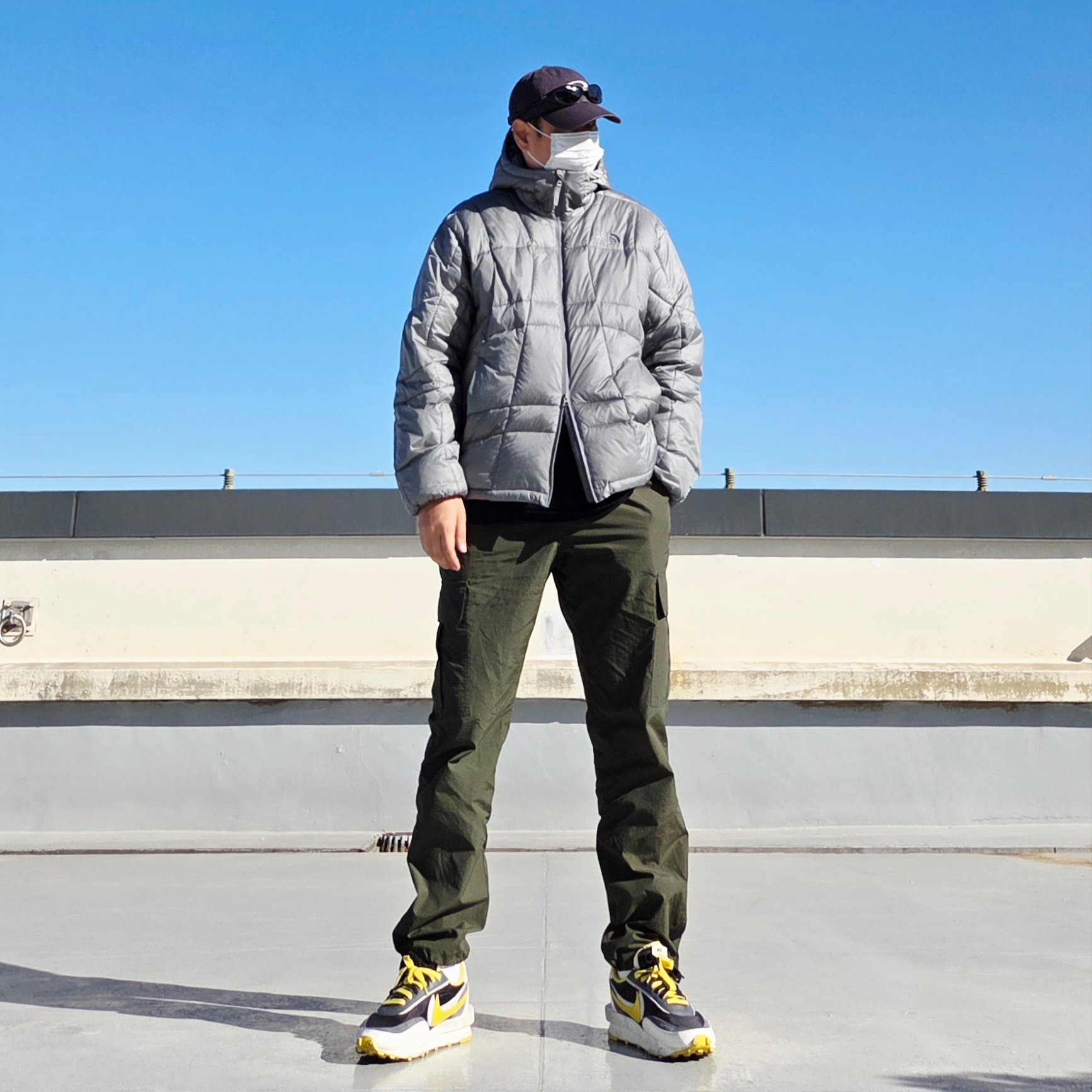 Oakley Eye Jacket Redux Matte Black Frame Prizm Grey Lenses High Bridge Fit, Oakley Remix Dad Hat Blackout 착용 스타일 - 1