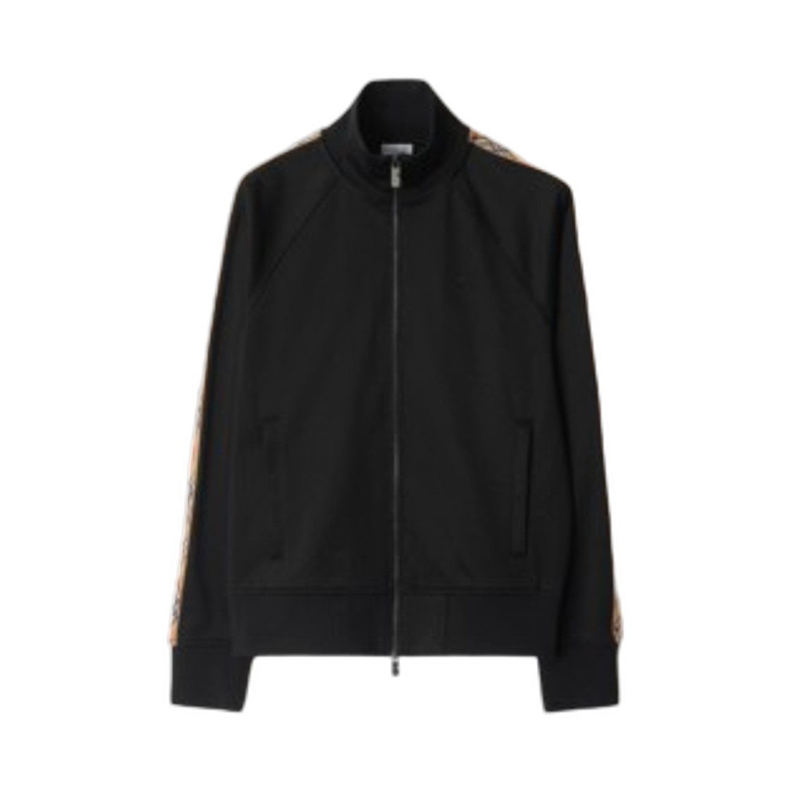 81105631 Burberry Check Trim Cotton Blend Track Jacket Black