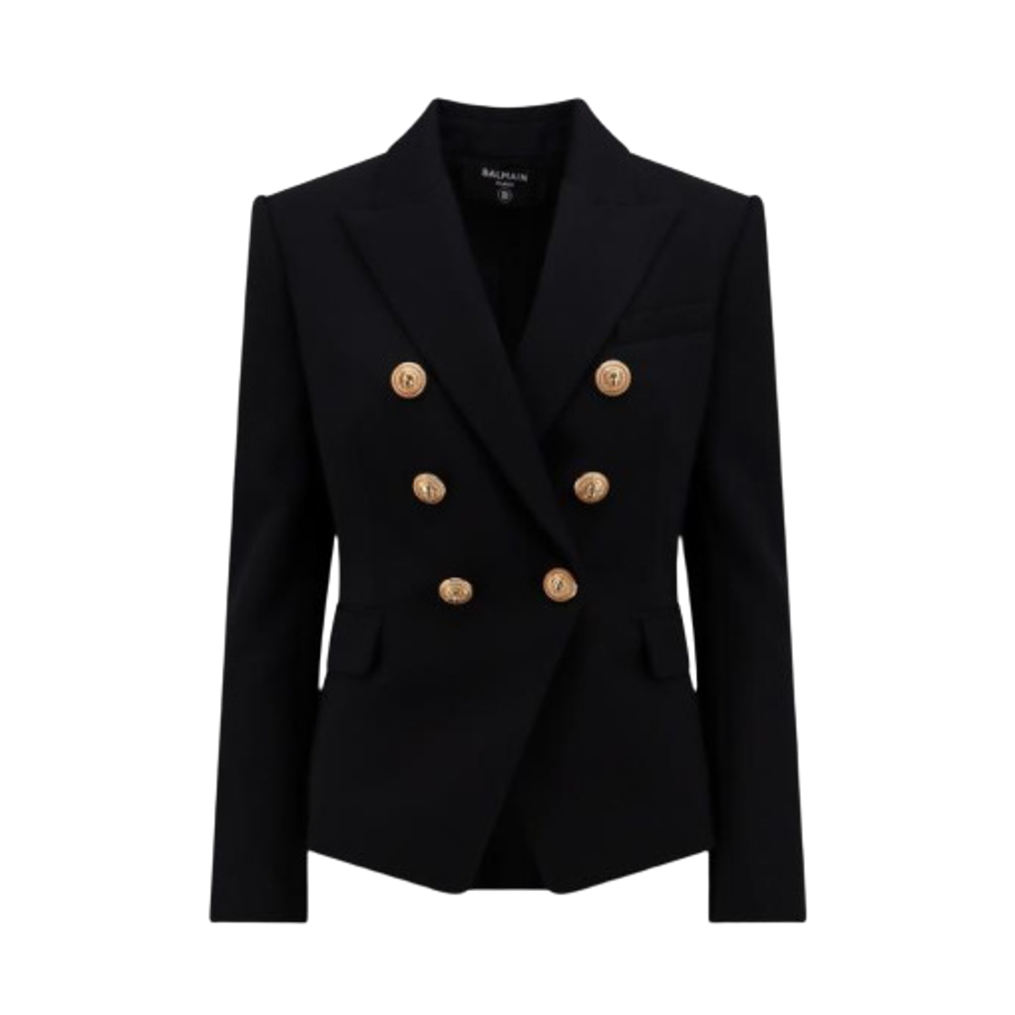 (W) 발망 울 더블 브레스티드 자켓 블랙((W) Balmain Wool Double-Breasted Jacket Black)