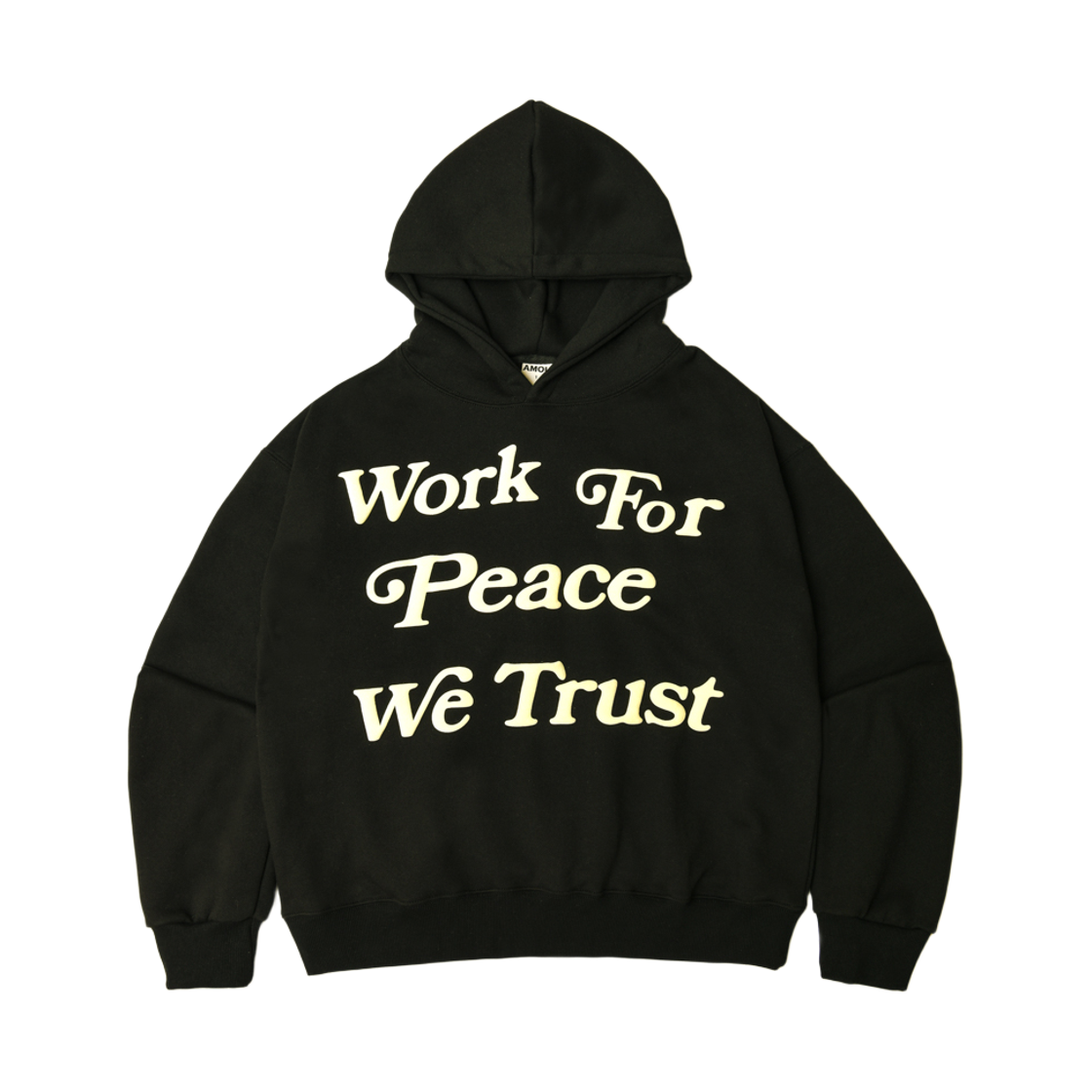 아모우 레터링 볼륨 세미 크롭 후드 블랙(AMOU Lettering Volume Semi Crop Hoodie Black)