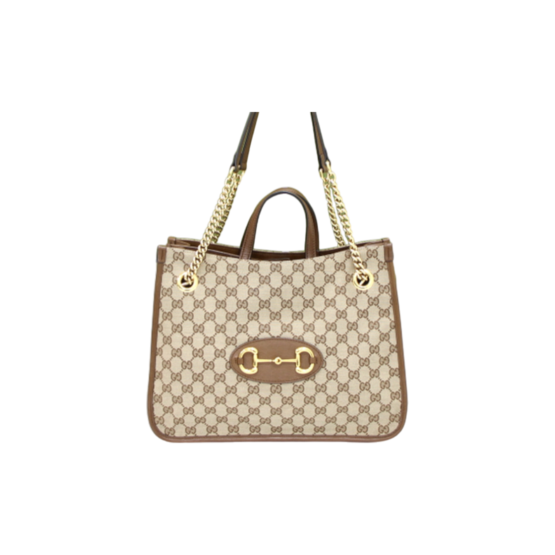 ITQLD7V55PTL Gucci 1955 Horsebit Medium Tote and Shoulder Bag in GG Canvas