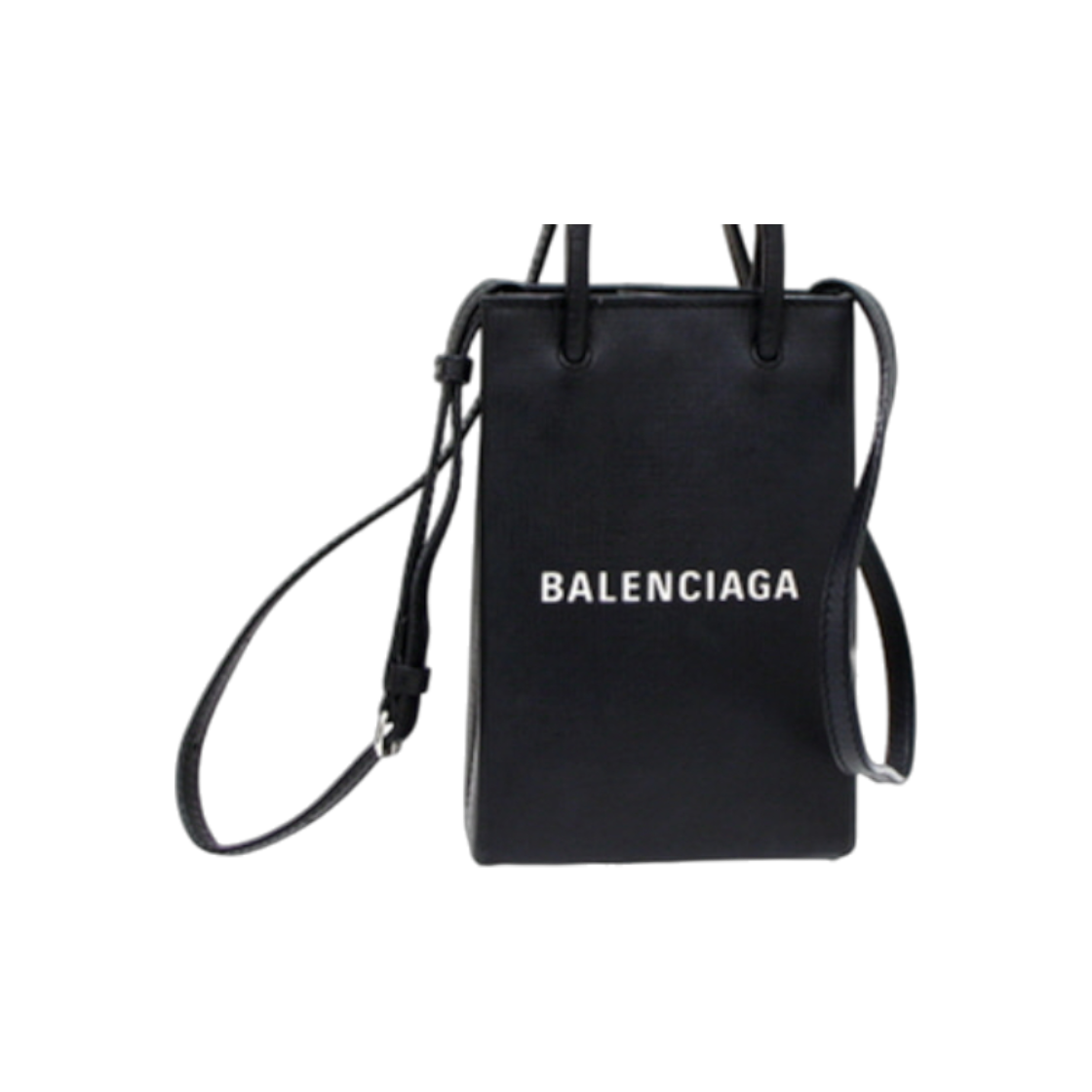 발렌시아가 593826 블랙 로고 미니 폰홀더 토트백 겸 숄더백 크로스백 aa32371(Balenciaga Black Logo Mini Phone Holder Tote & Shoulder Bag)
