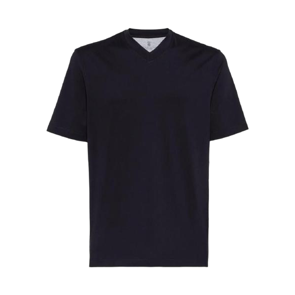 M0B131344-C4425 Brunello Cucinelli Cotton Jersey V-Neck T-Shirt Navy Blue