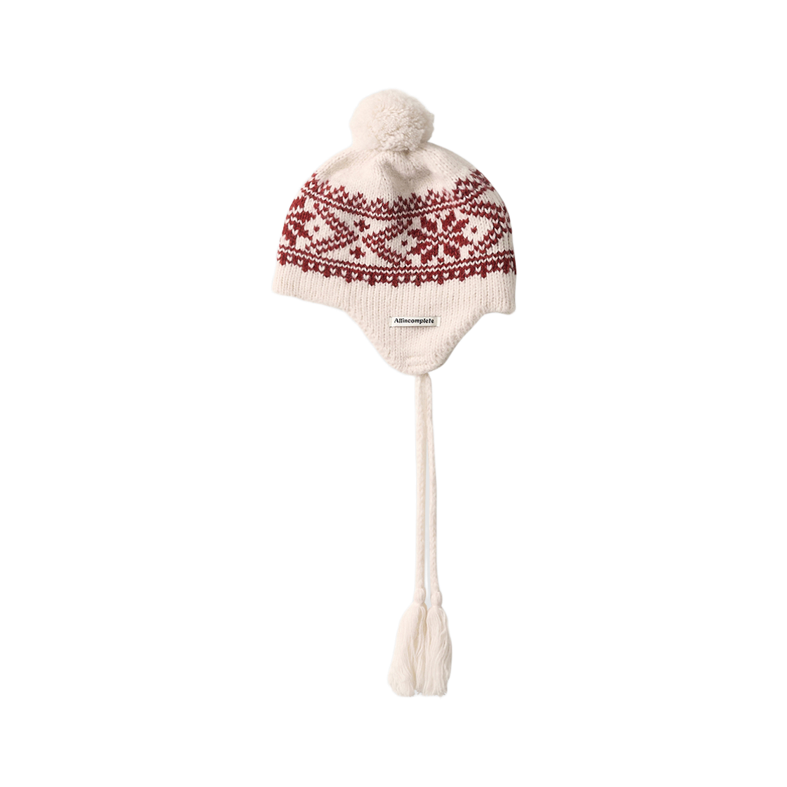 25FWSJEBIV Allincomplete Snowflake Jacquard Earflap Beanie Ivory