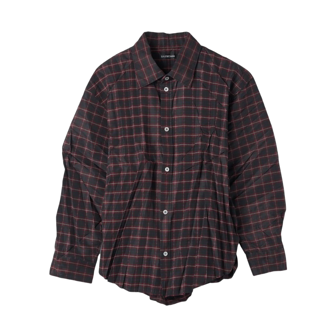 699234TMLK16163 Balenciaga Check Pleats Shirt Burgundy