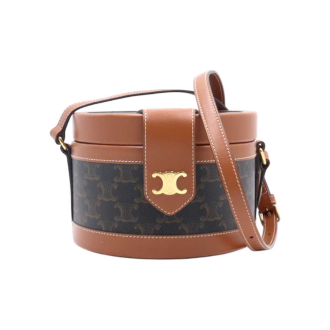Celine 195192BZJ 트리오페 캔버스 탄 탬버린 탐부르 미듐 숄더백 겸 크로스백 aa33330(Celine Triomphe Canvas Tan Tambour Medium Shoulder and Crossbody Bag AA33330) - 1