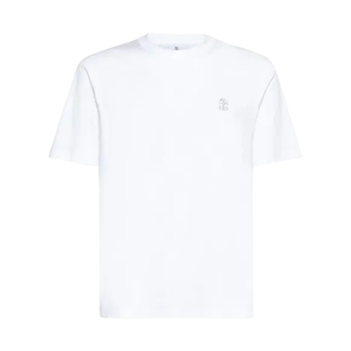 M0B138440-C6159 Brunello Cucinelli Cotton Jersey Crewneck T-Shirt with Logo White