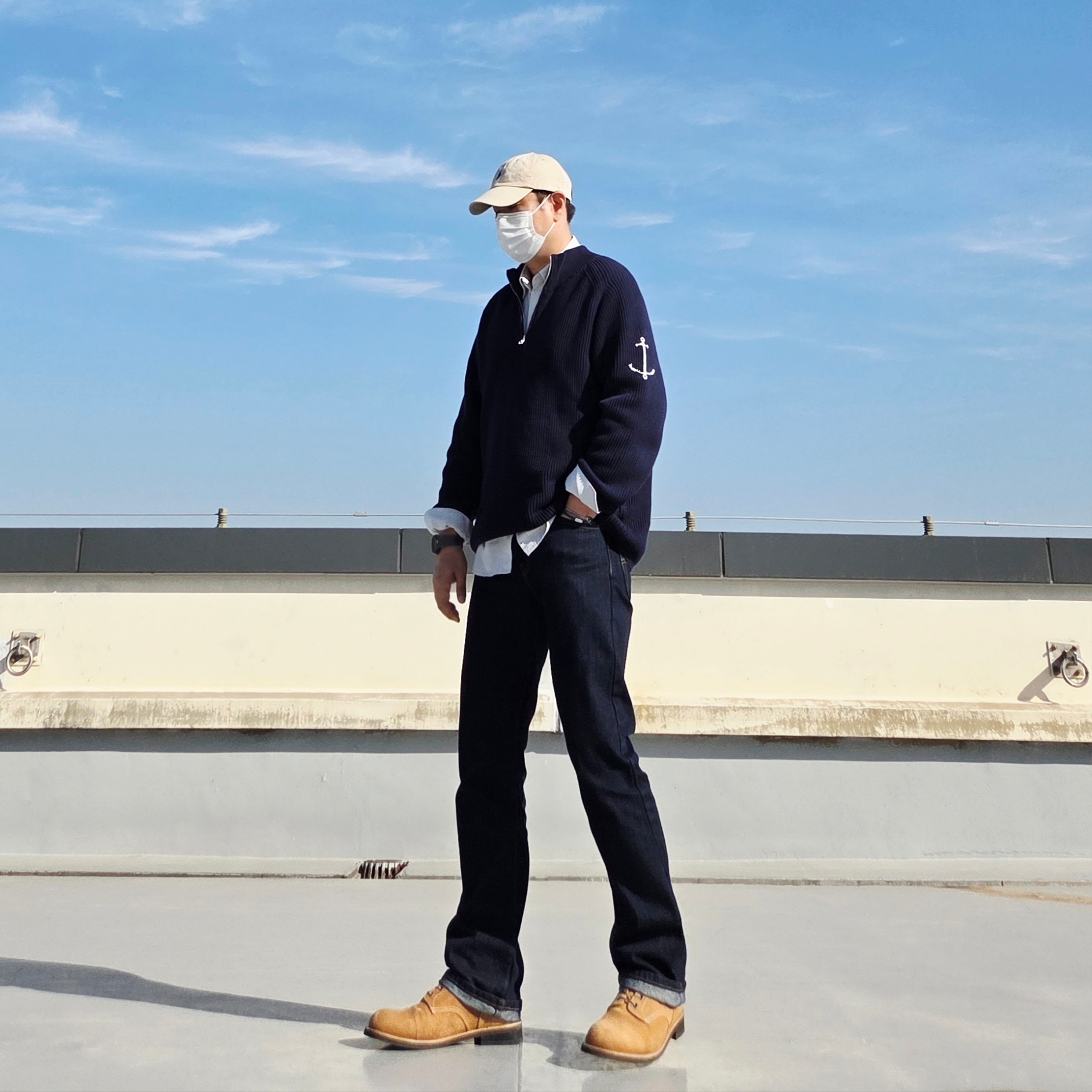 [20% 적립] Polo Ralph Lauren Cotton Chino Baseball Cap Nubuck Relay Blue - 25SS, Ogarp Metal Keyring Silver 착용 스타일 - 1