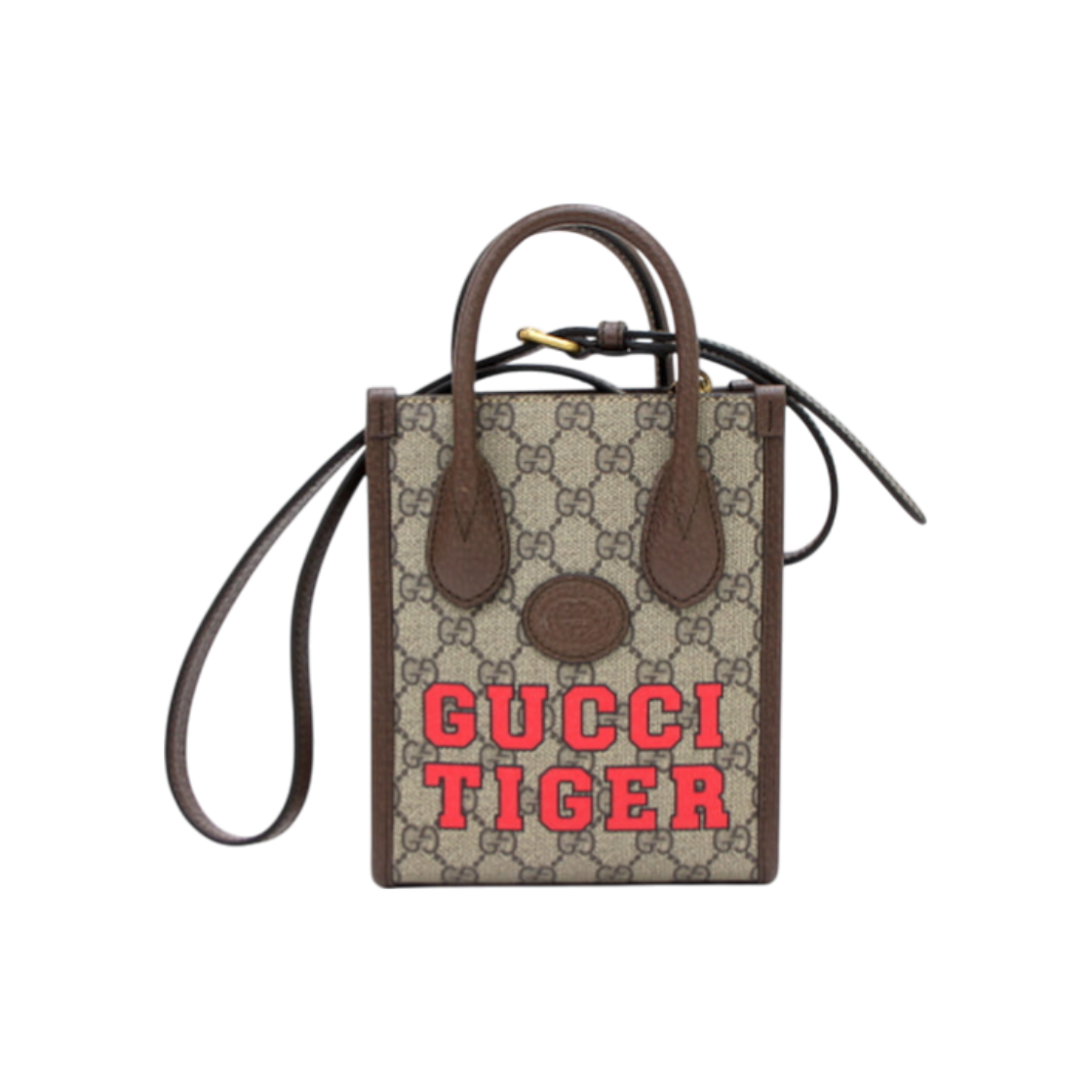 IT58VIBQ6QNC Gucci Tiger GG Supreme Mini Tote and Crossbody Bag