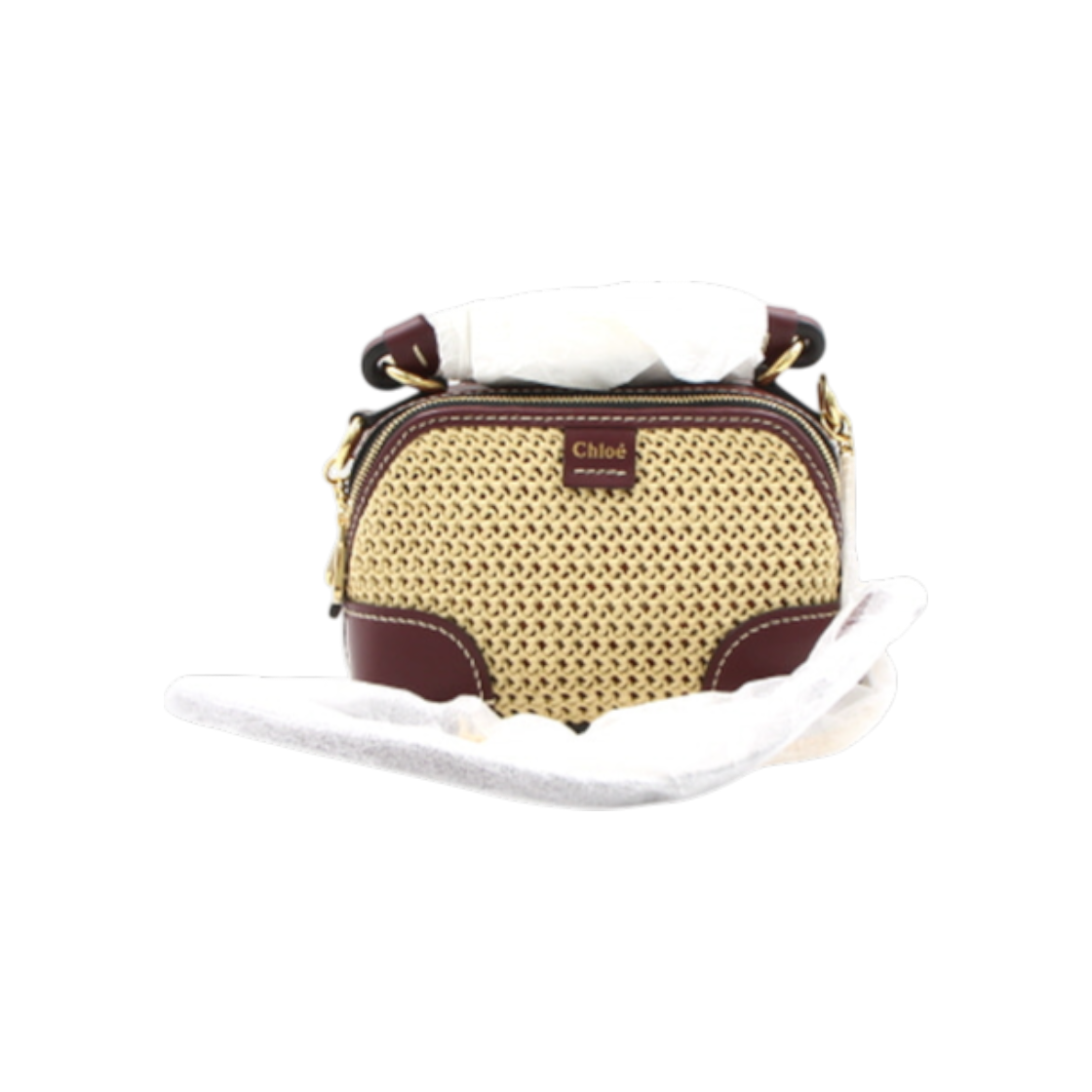 ITN5KDSU89QQ Chloe Mini Daria Raffia Tote & Chain Crossbody Bag