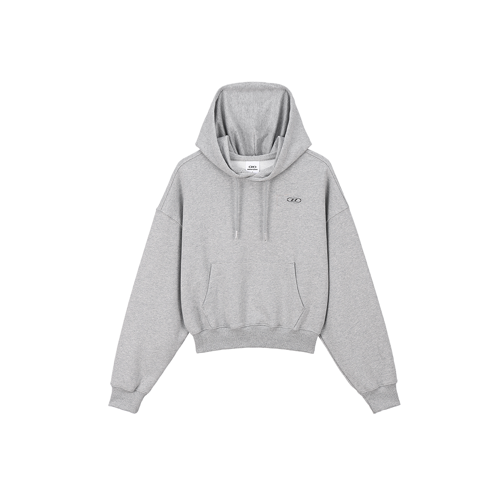 BG3WHT166MG BORN TO WIN W Silver B Crop Hoodie Melange Grey
