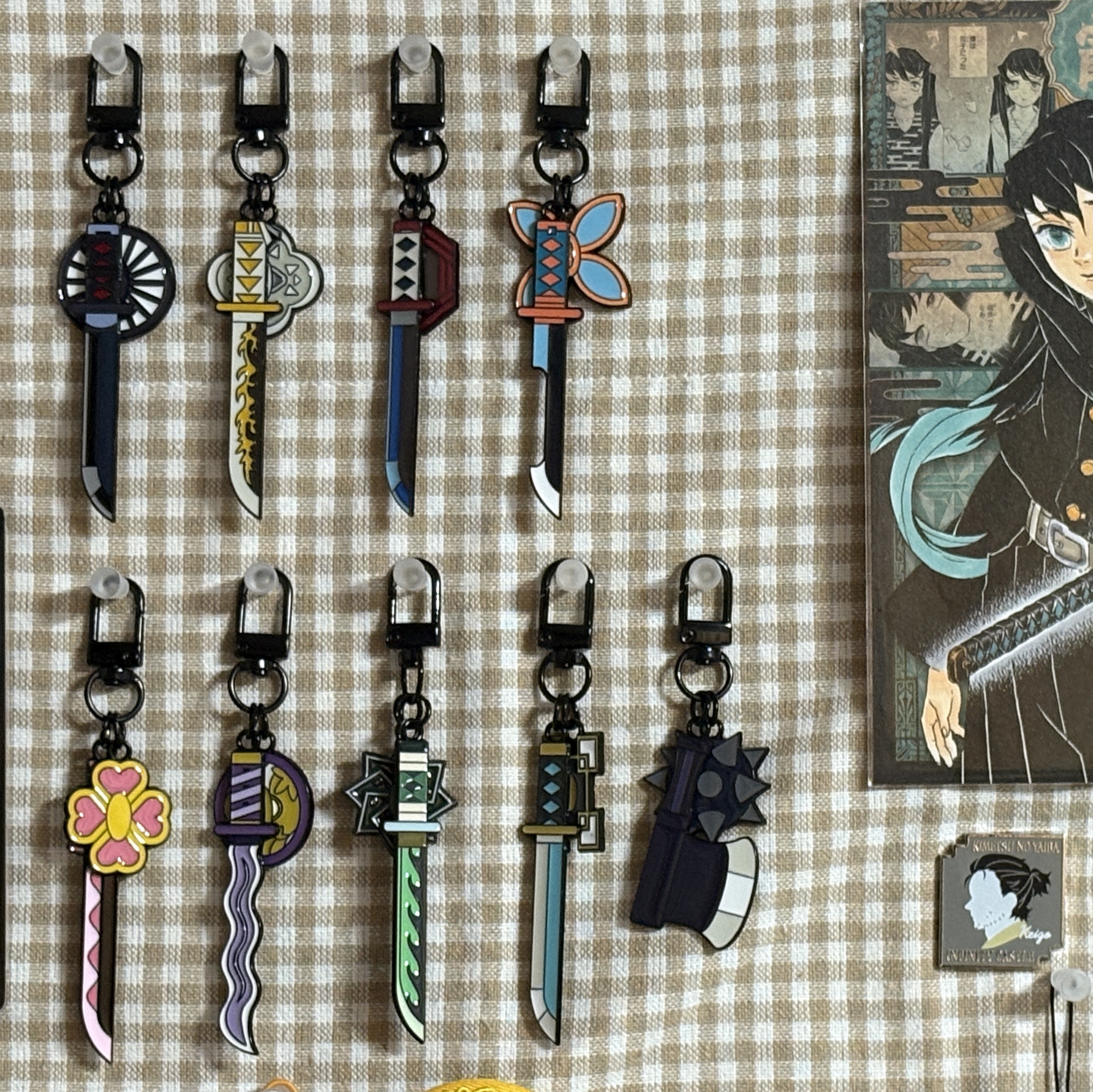 Demon Slayer Kimetsu No Yaiba Nichirin Sword Keyring Himejima Gyomei, Demon Slayer Kimetsu No Yaiba Nichirin Sword Keyring Agatsuma Zenitsu 착용 스타일