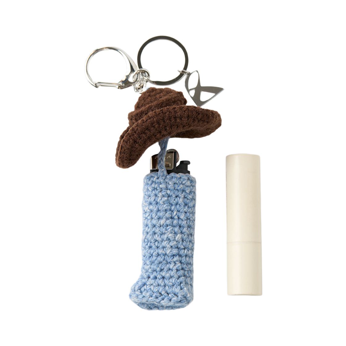 R-25-W04 Riomeu Cowboy Lip Balm & Lighter Case Keyring