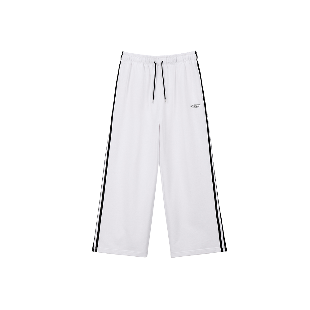 본투윈 크롬 B 트랙라인 세미와이드 팬츠 화이트(BORN TO WIN Chrome B Track Line Semi Wide Pants White)