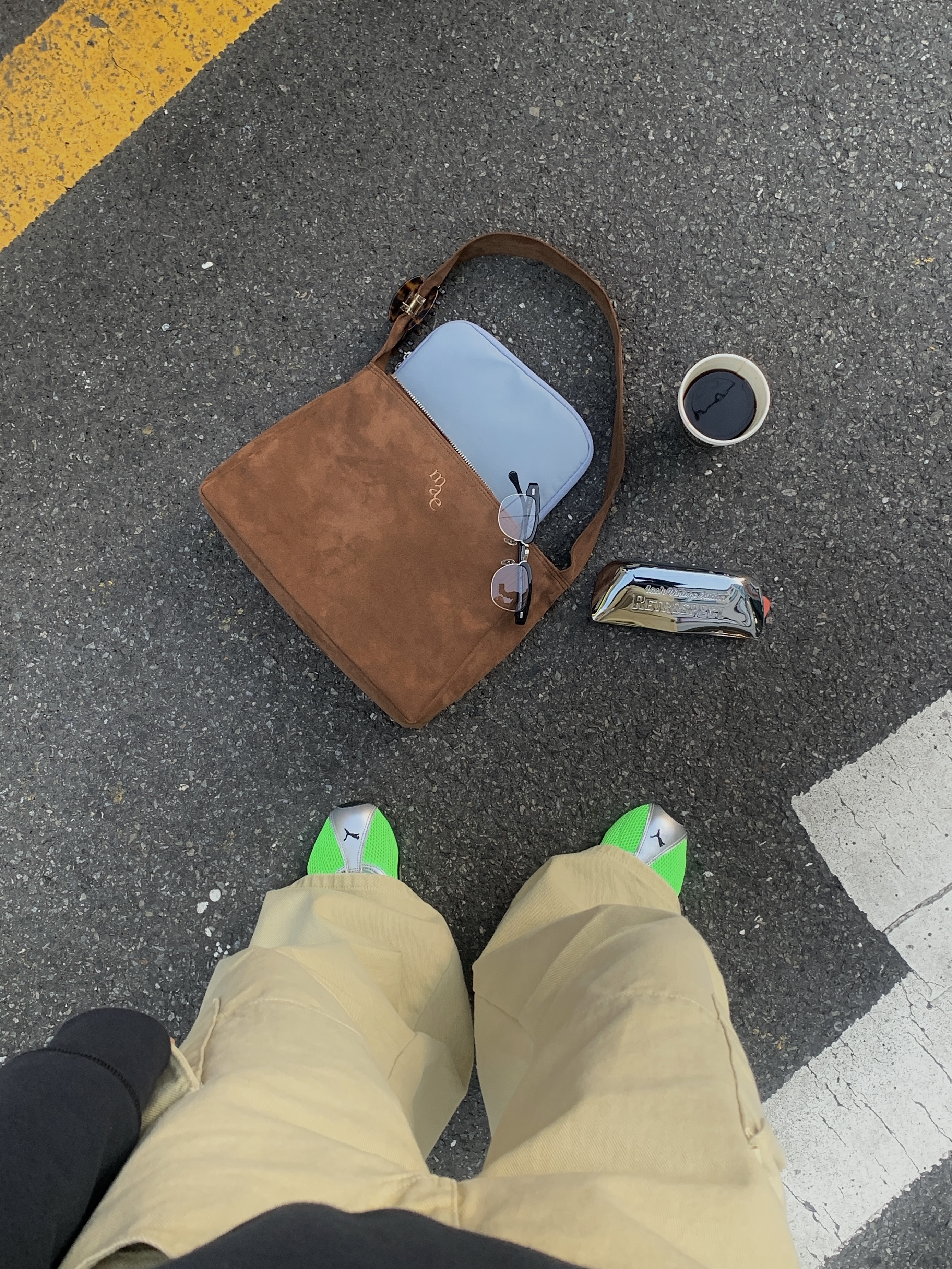 Puma H-street OG Green Silver, lash Lewis Black and Silver 착용 스타일 - 2