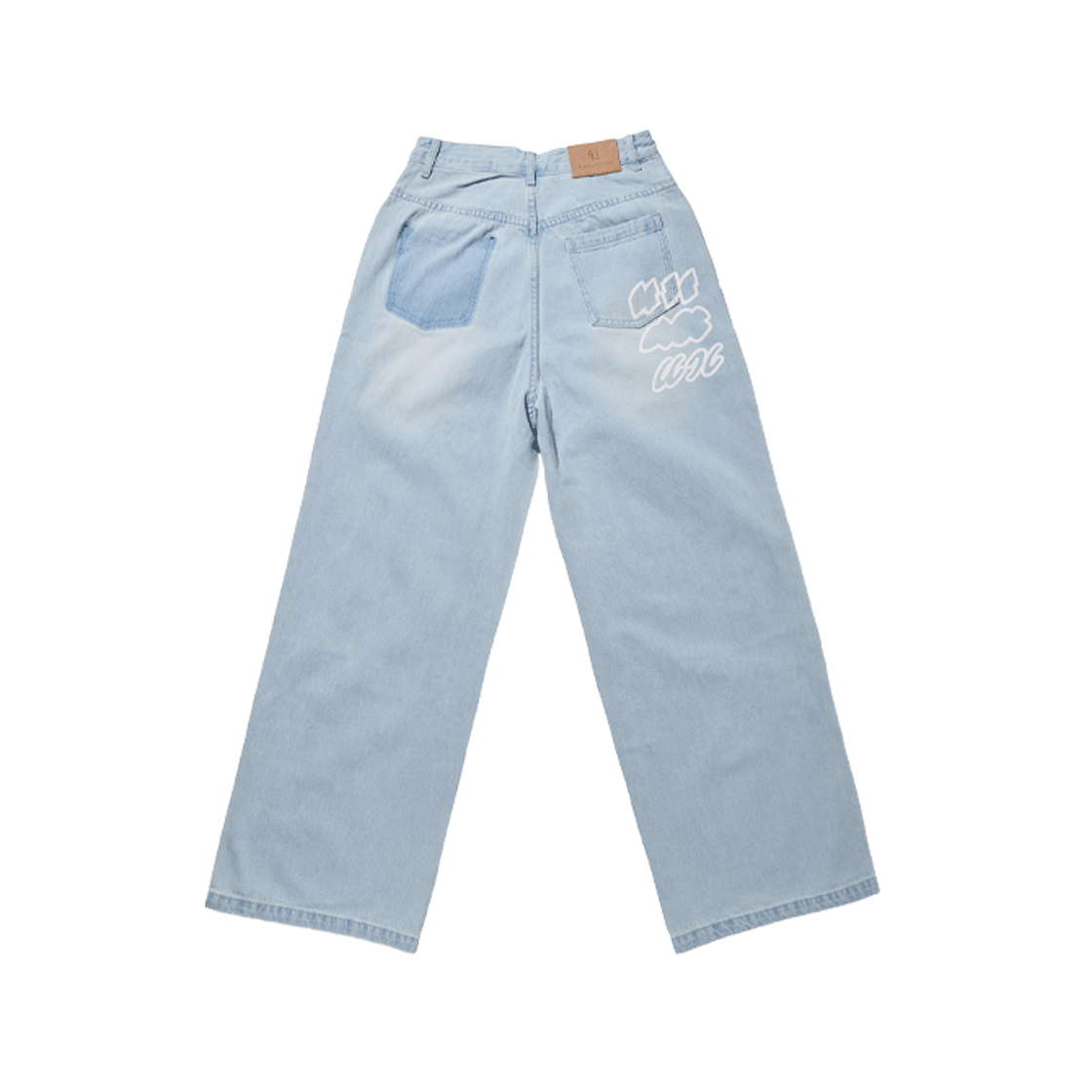 BEEHFWPT02LB Express Holiday Holiday String Wide Denim Pants Light Blue