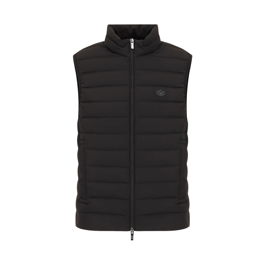 8N1BQ11NLRZ0999 Emporio Armani Eagle Logo Patch Detail Quilted Nylon Sleeveless Full Zipper Down Jacket Black