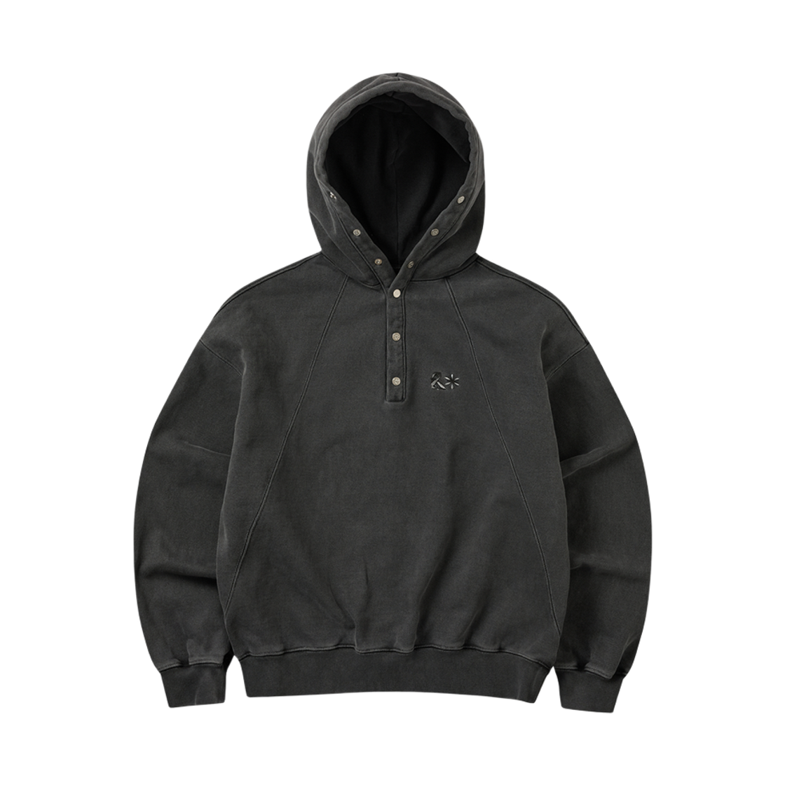 리오므 피그먼트 헤비스웨트 버튼 후디 차콜(Riomeu Pigment Heavy Sweat Burton Hoodie Charcoal)