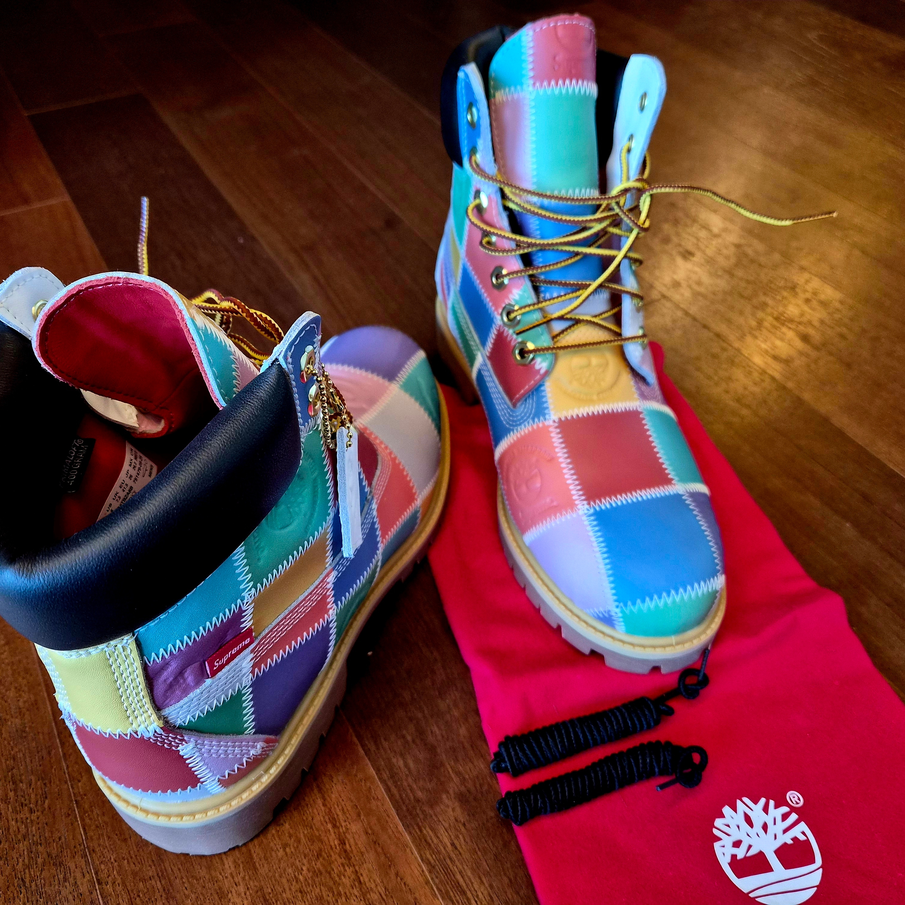 Timberland x Supreme Patchwork 6 Inch Premium Waterproof Boot Multicolor - 25FW - Medium 착용 스타일 - 1