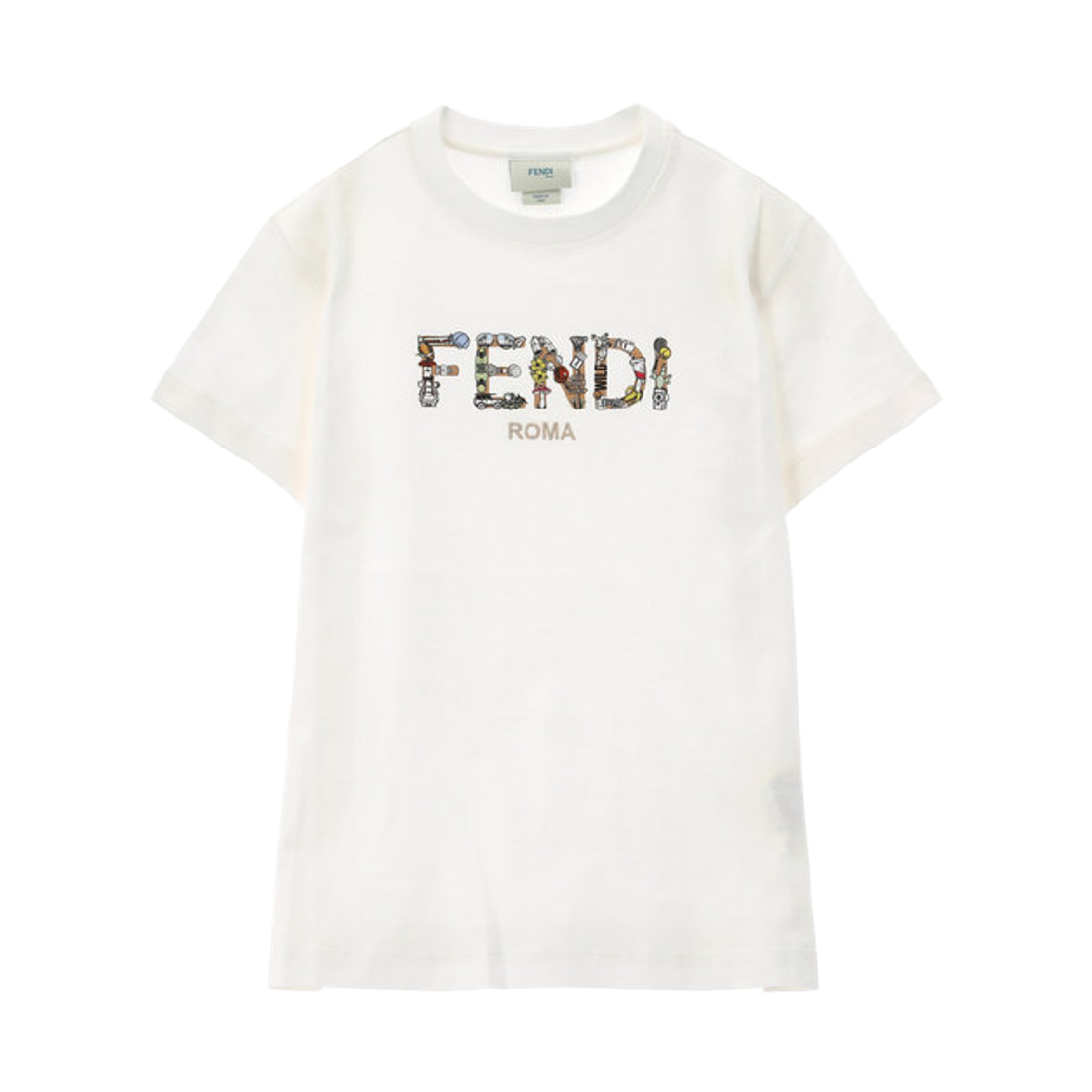 (키즈) 펜디 로고 티셔츠 화이트((Kids) Fendi Logo T-Shirt White)