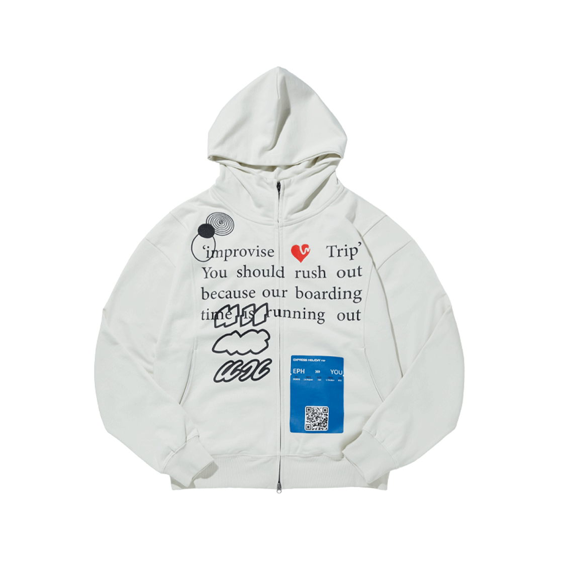 [트리플적립] 익스프레스 홀리데이 트래블 패스 후드집업 오프화이트([트리플적립] Express Holiday Travel Pass Hoodie Zip-Up Off white)