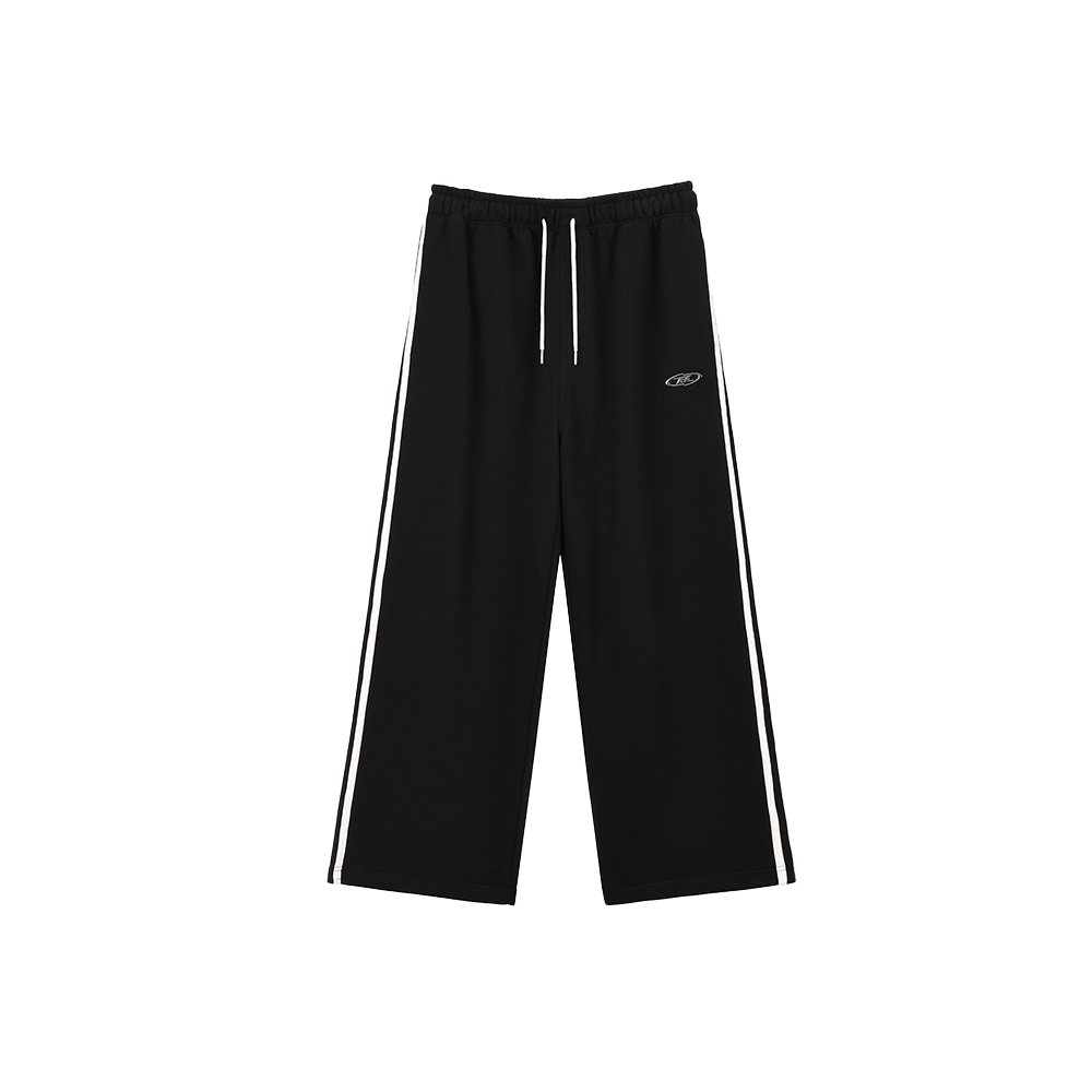 본투윈 크롬 B 트랙라인 세미와이드 팬츠 블랙(BORN TO WIN Chrome B Track Line Semi Wide Pants Black)