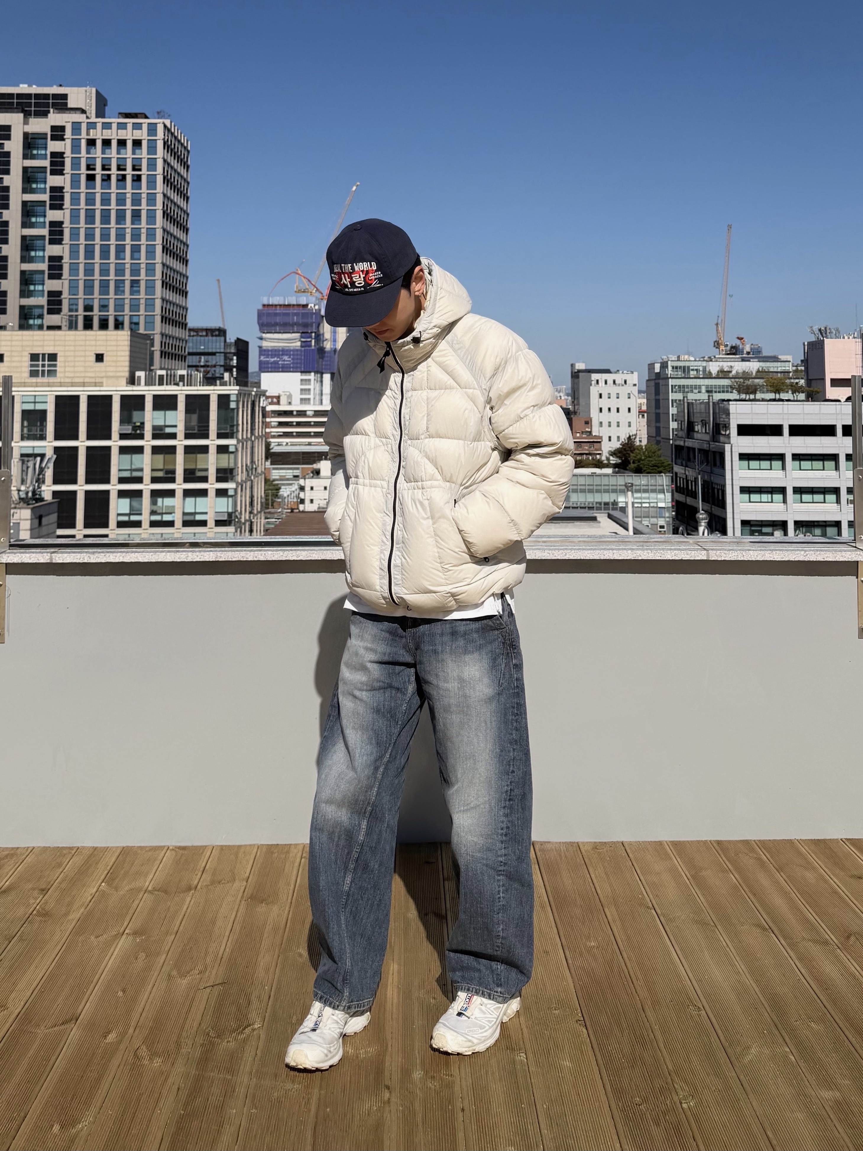 noun Balanced Denim Pants Blue, Salomon XT-6 ADV White 착용 스타일 - 3