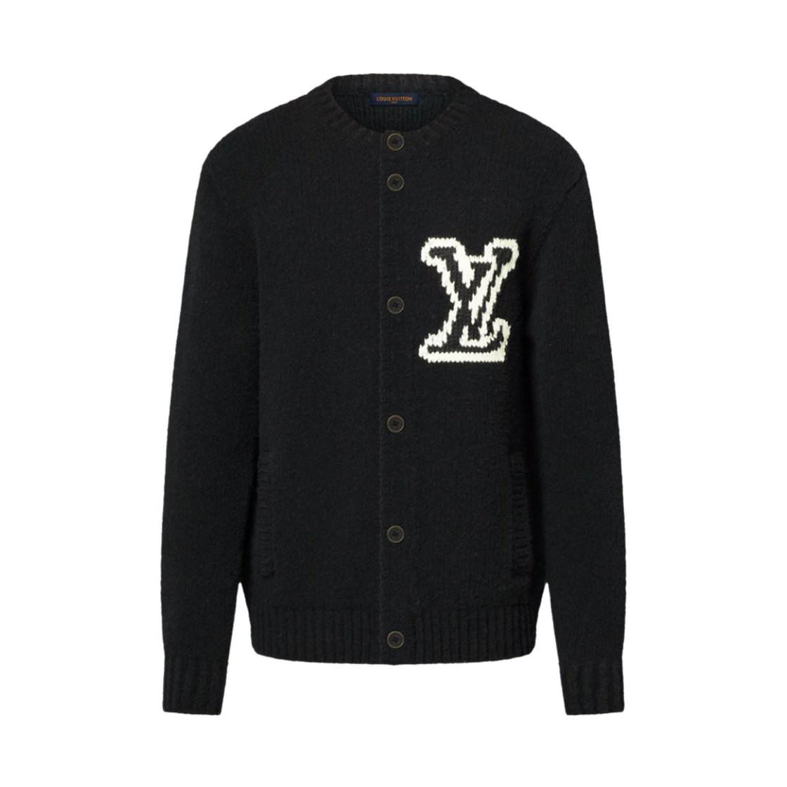 - Louis Vuitton Chunky Intarsia Signature Cardigan Black