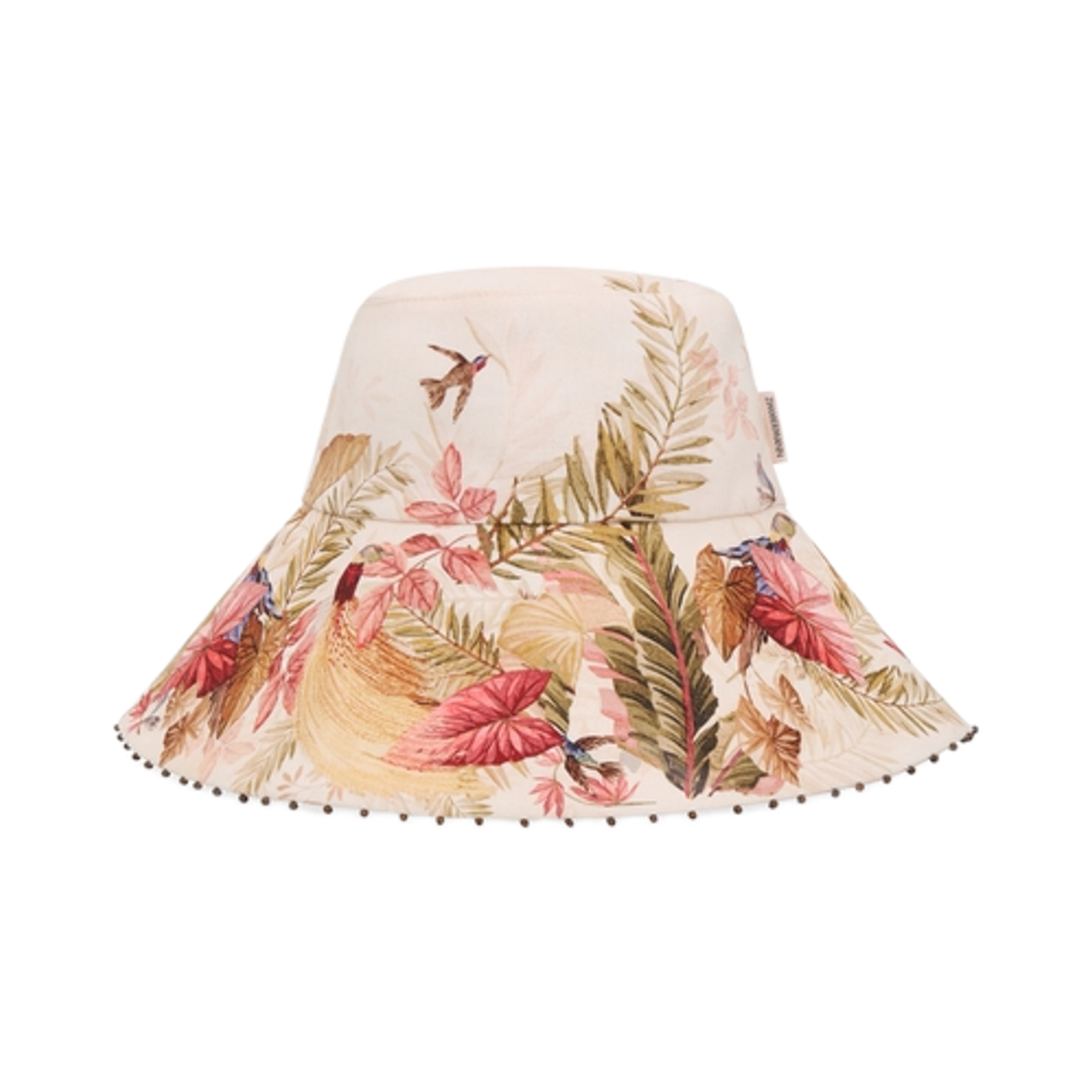 2708XS25A2 (W) Zimmermann Printed Long Brim Bucket Hat Cream Palm Floral