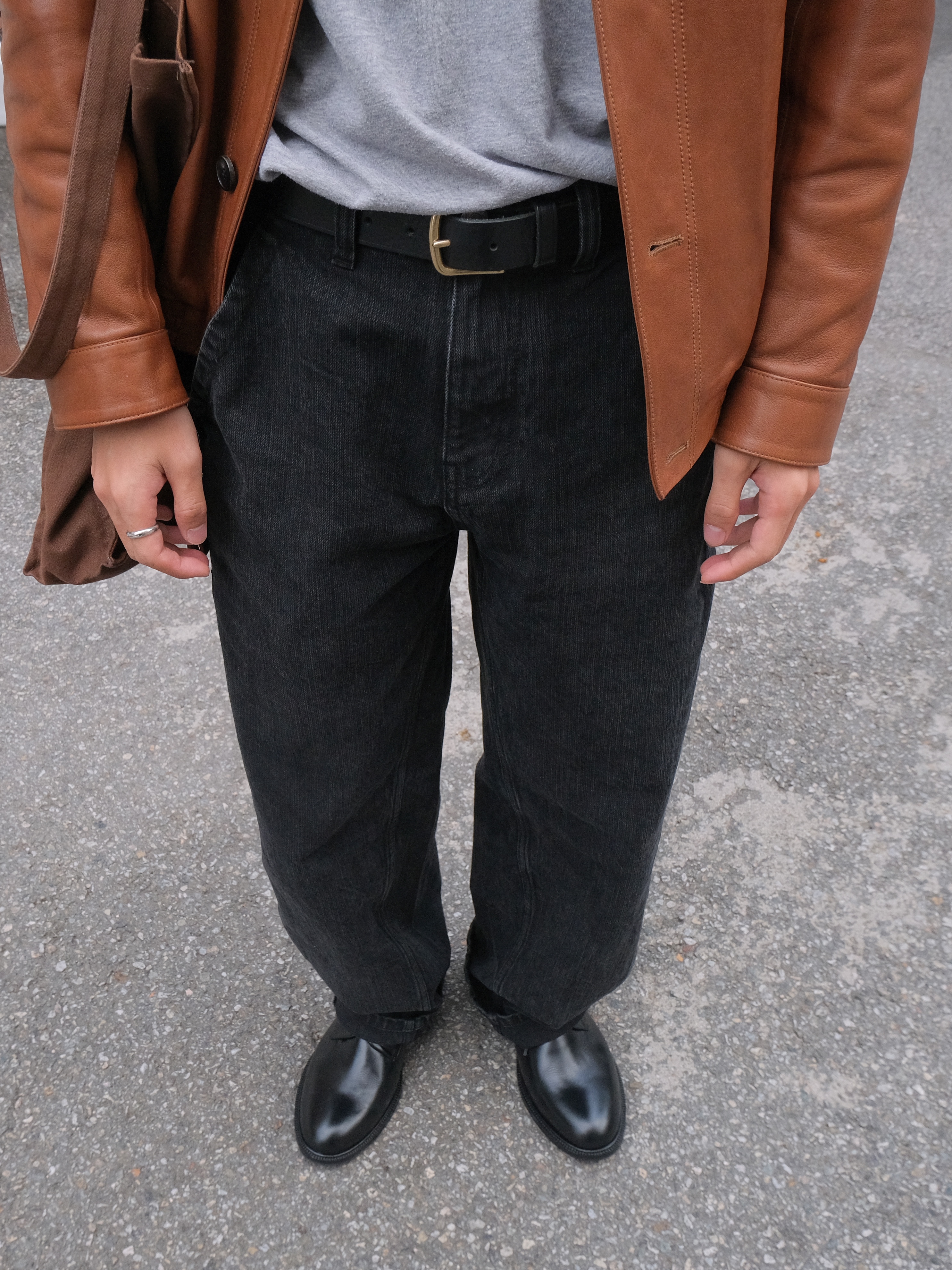 noun Balanced Denim Pants Black 착용 스타일 - 8