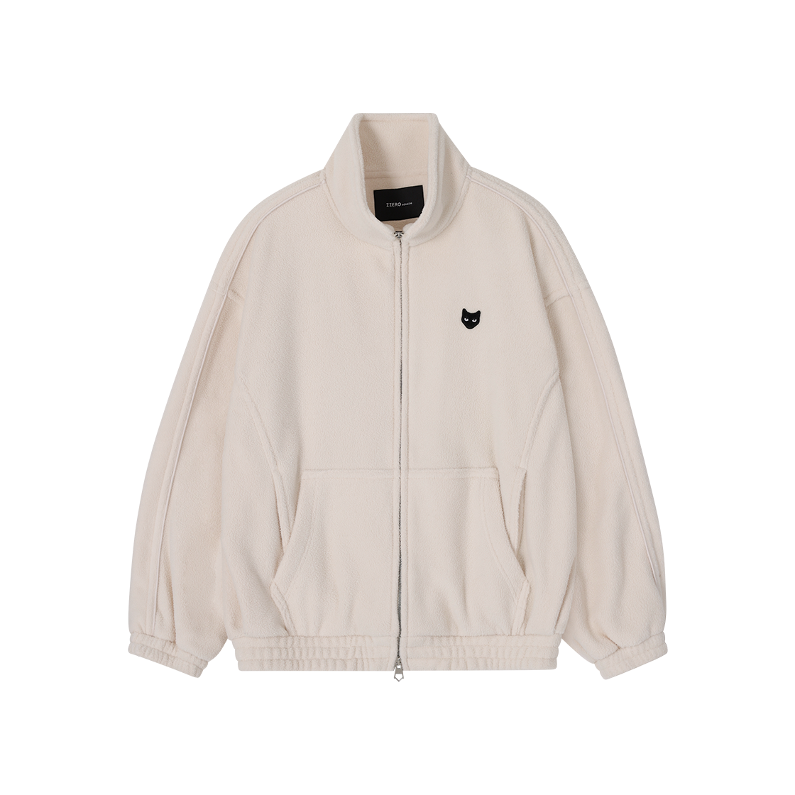 SH5TS818IV SONGZIO ZZERO Fleece Panther High Neck Zip Up Ivory