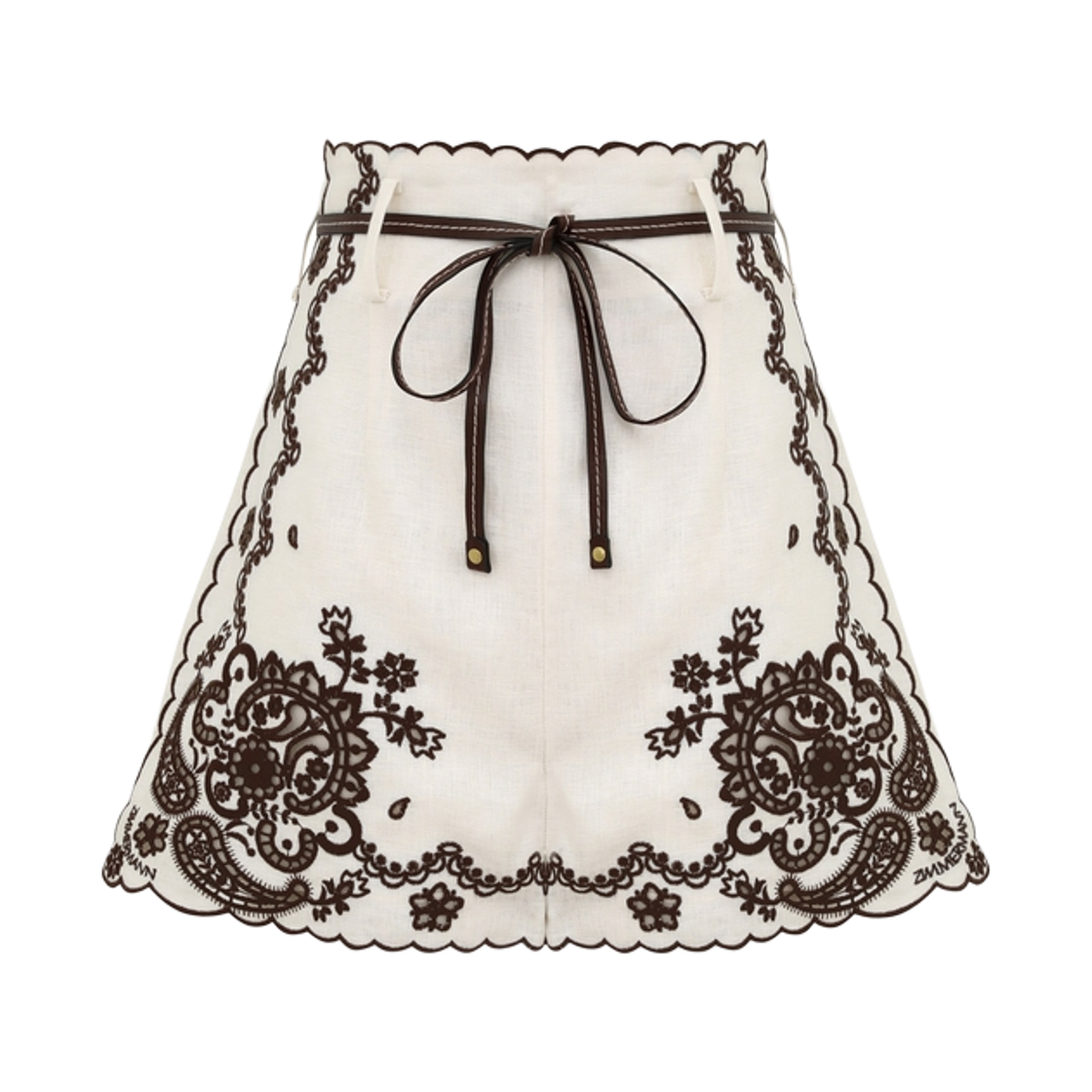 3289ASS253 (W) Zimmermann Ascension Embroidered Shorts Ivory Chocolate