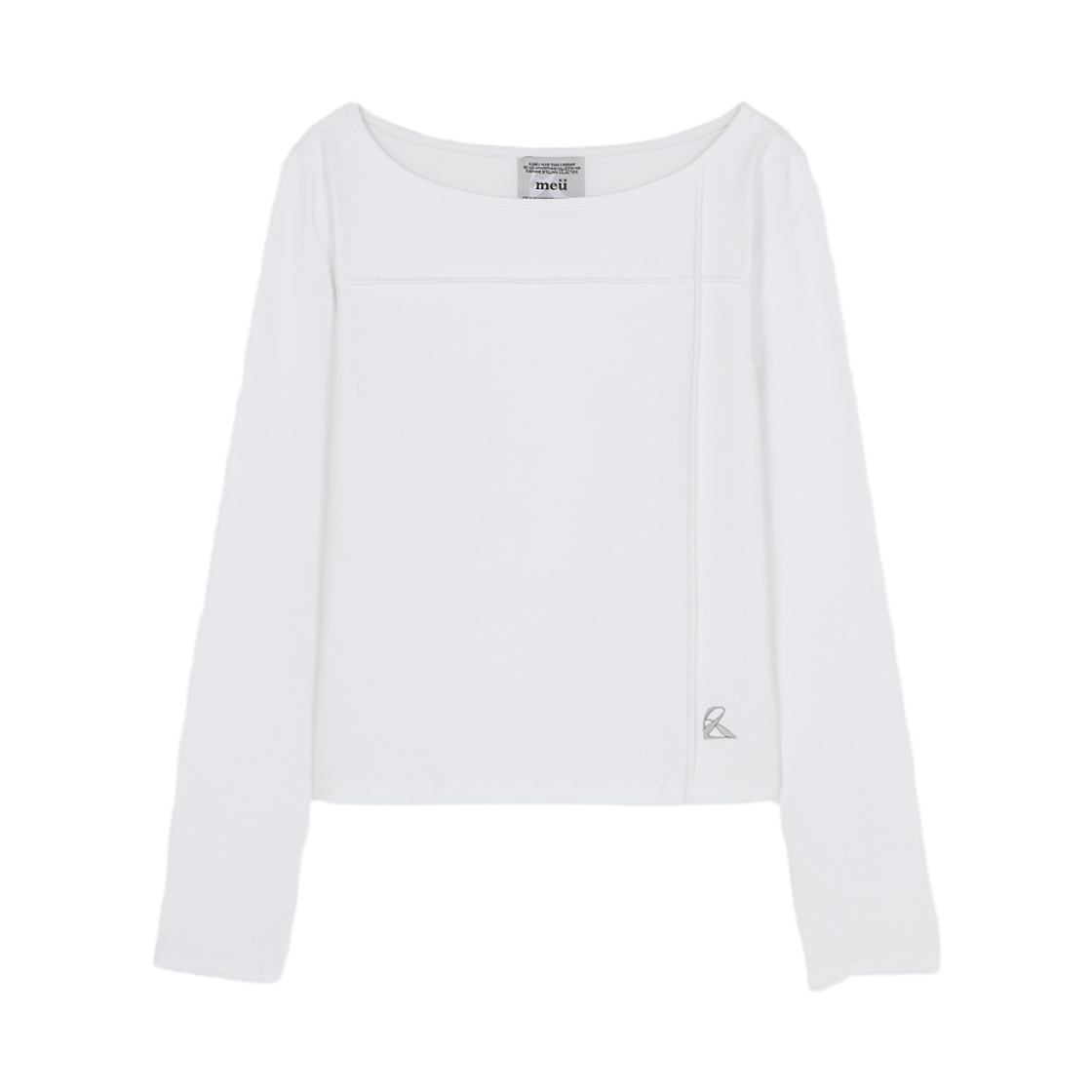 리오므 크로스 핀턱 보트넥 롱슬리브 티 화이트(Riomeu Cross Pin Tuck Boat Neck Long Sleeve White)