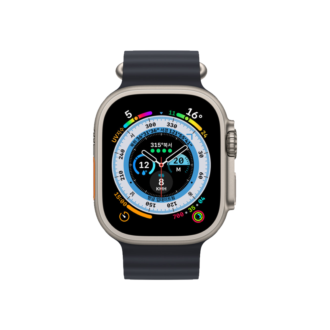 [B등급] 리퍼비시 애플워치 울트라 49mm 티타늄 케이스 오션 밴드 미드나이트([B등급] Refurbished Apple Watch Ultra 49mm Titanium Case with Ocean Band Midnight)