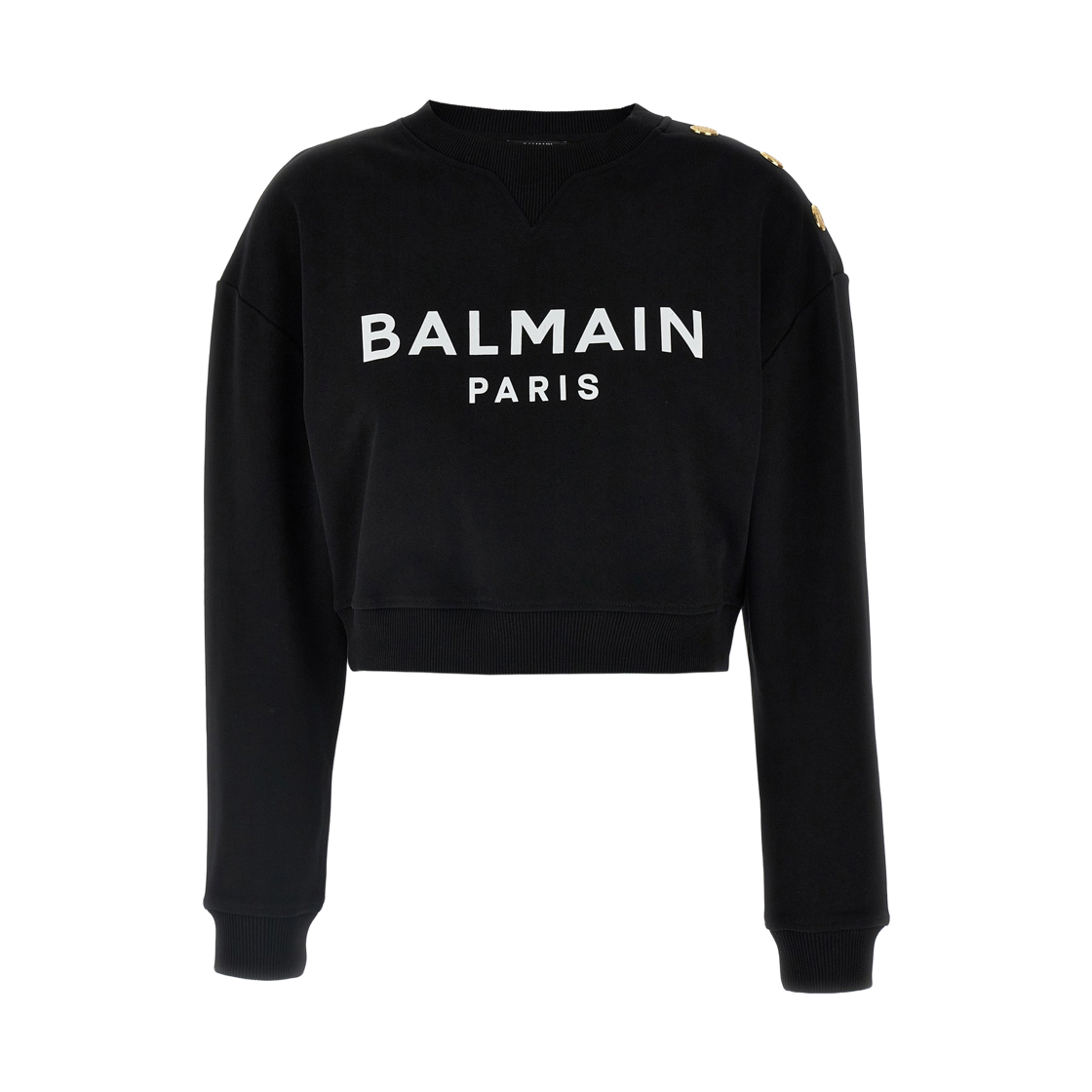 (W) 발망 파리 프린트 스웨트셔츠 블랙((W) Balmain Sweatshirt with Paris Print Black)