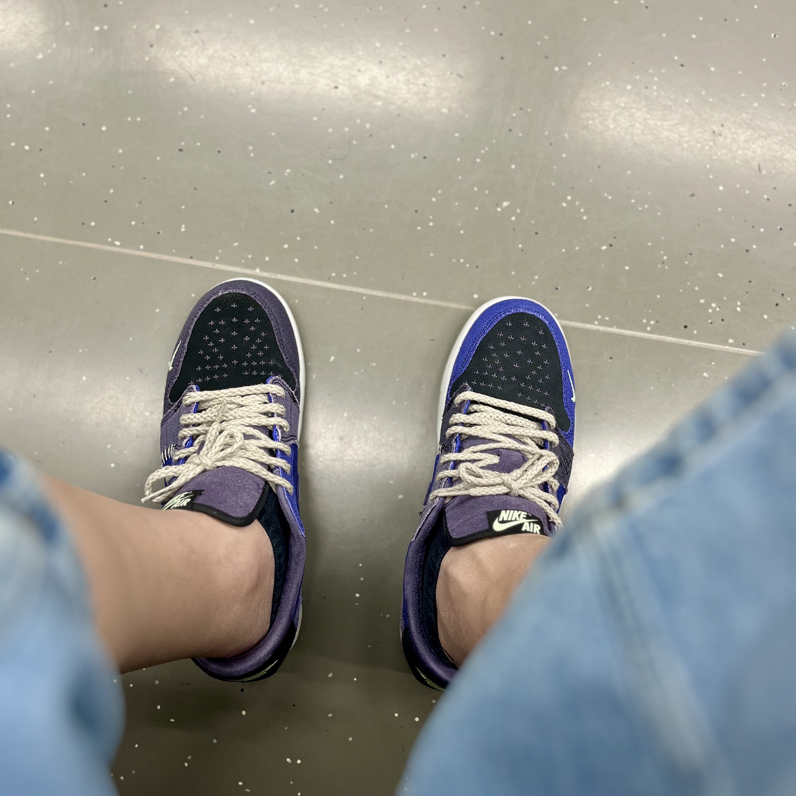 Jordan 1 x Zion Williamson Retro Low OG Regency Purple and Dark Raisin 착용 스타일