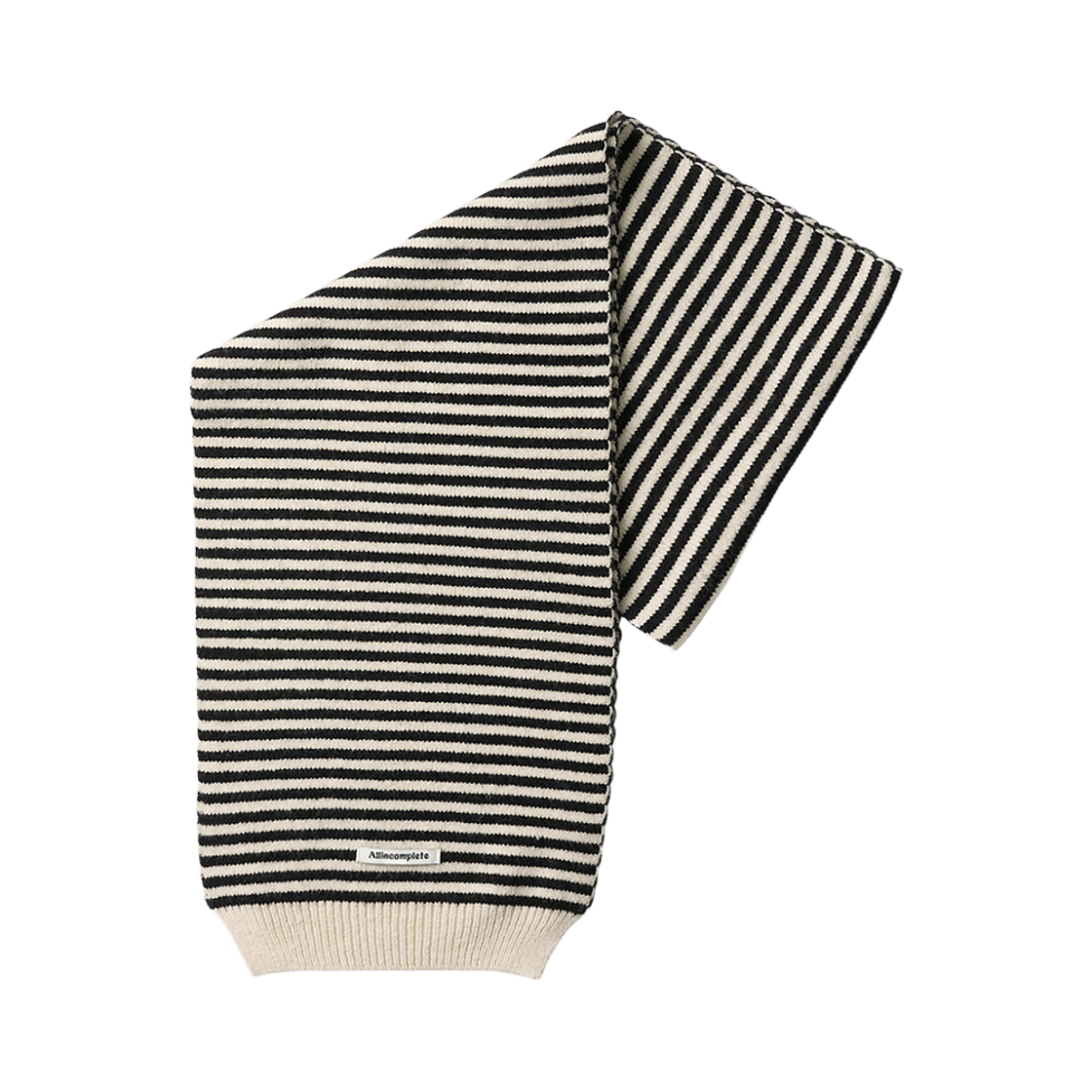 올인컴플리트 캔디 스트라이프 니트 머플러 아이보리 앤 블랙(Allincomplete Candy Stripe Knit Muffler Ivory & Black)