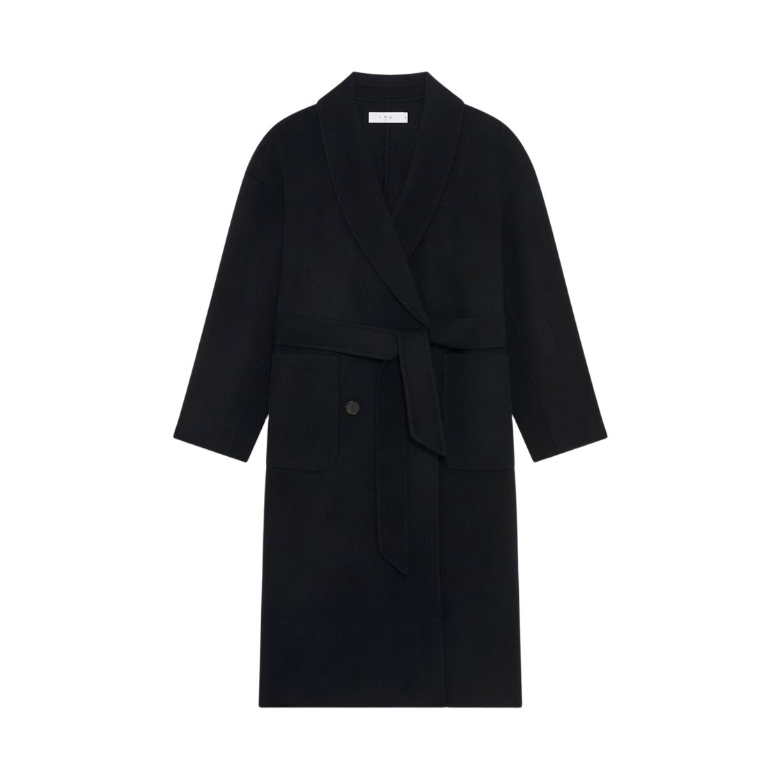 (W) 이로 디미트라 롱 벨티드 코트 블랙((W) Iro Dimitra Long Belted Coat Black)