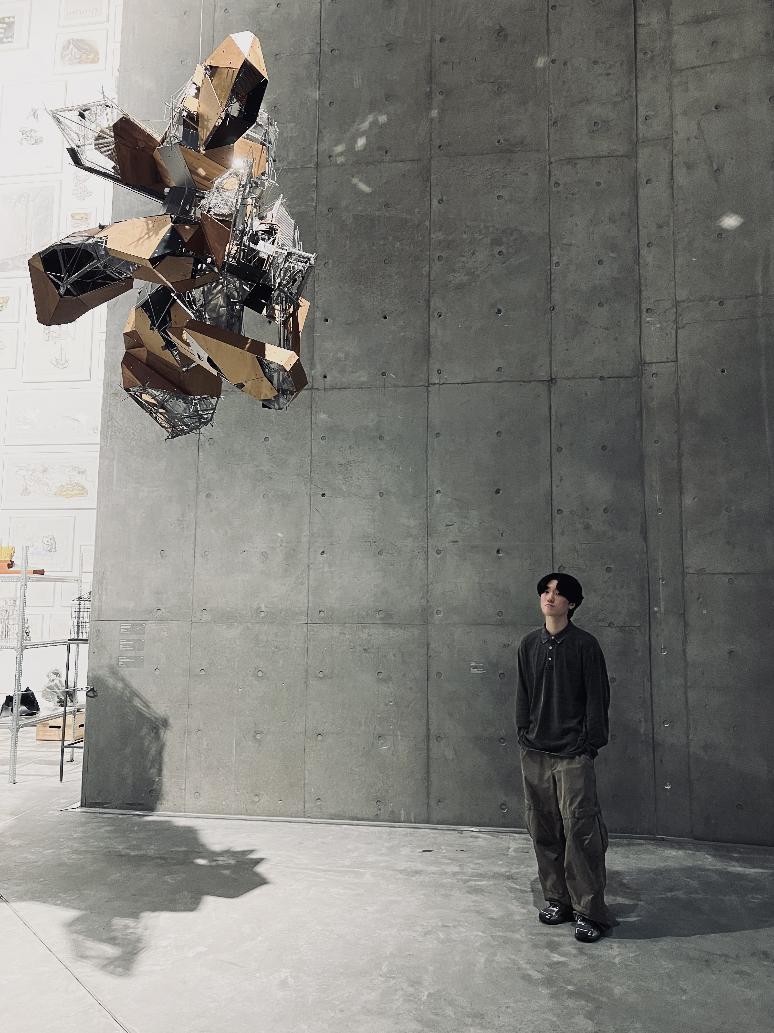 C.P. Company D.D. Shell Hooded Down Jacket Fungi Grey - 25FW, Hatchingroom VTG Stripe Polo T-Shirt Dyed Yellow 착용 스타일 - 3