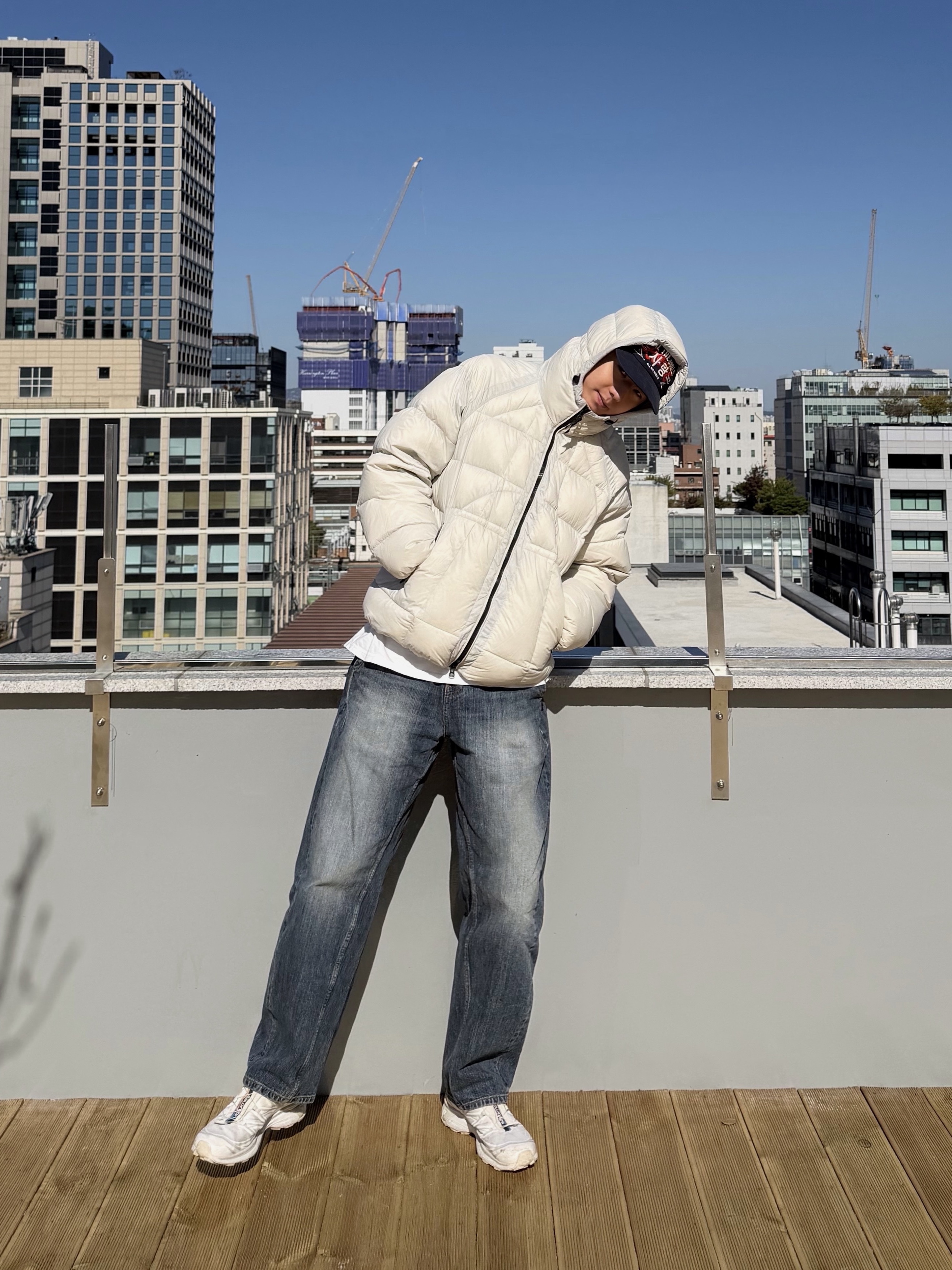 noun Balanced Denim Pants Blue, Salomon XT-6 ADV White 착용 스타일 - 2