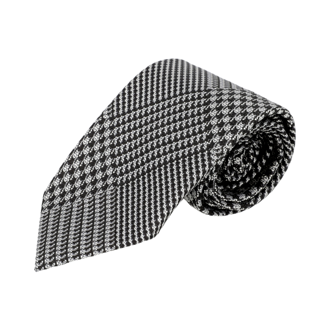 STE001-S0122-ZGRIG Tom Ford Geometric Jacquard Tie Black White