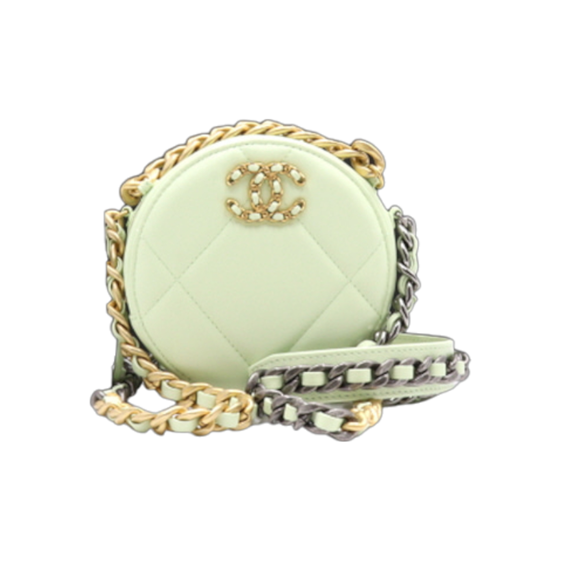 샤넬 AP0945 샤넬 19 그린 탬버린 원형 숄더백 겸 크로스백 aa27018(Chanel 19 Green Tambourine Round Shoulder Bag & Crossbody AA27018)