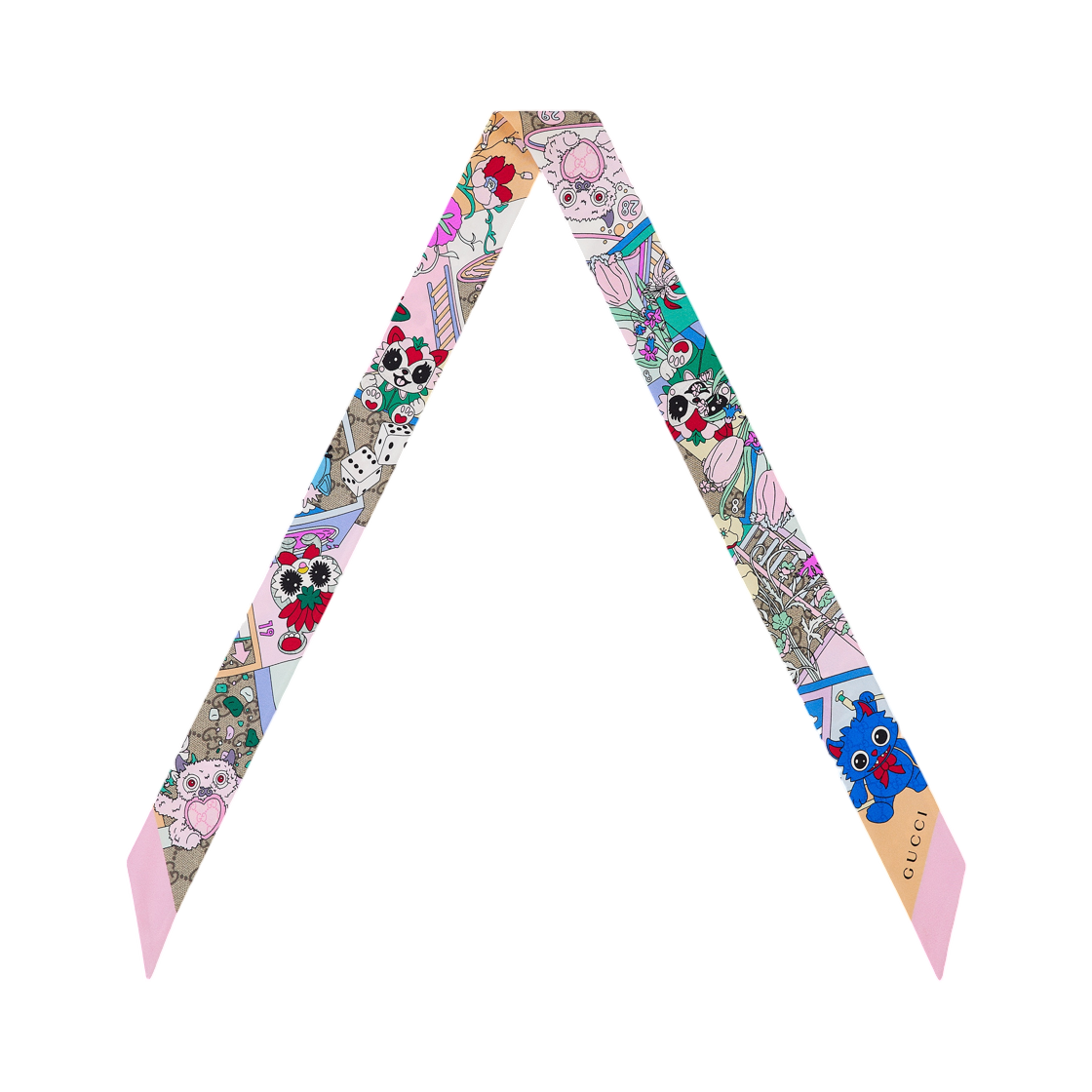 (W) 구찌 베스티즈 프린티드 실크 트윌 리본 라이트 핑크((W) Gucci Besties Printed Silk Twill Ribbon Light Pink) - 1