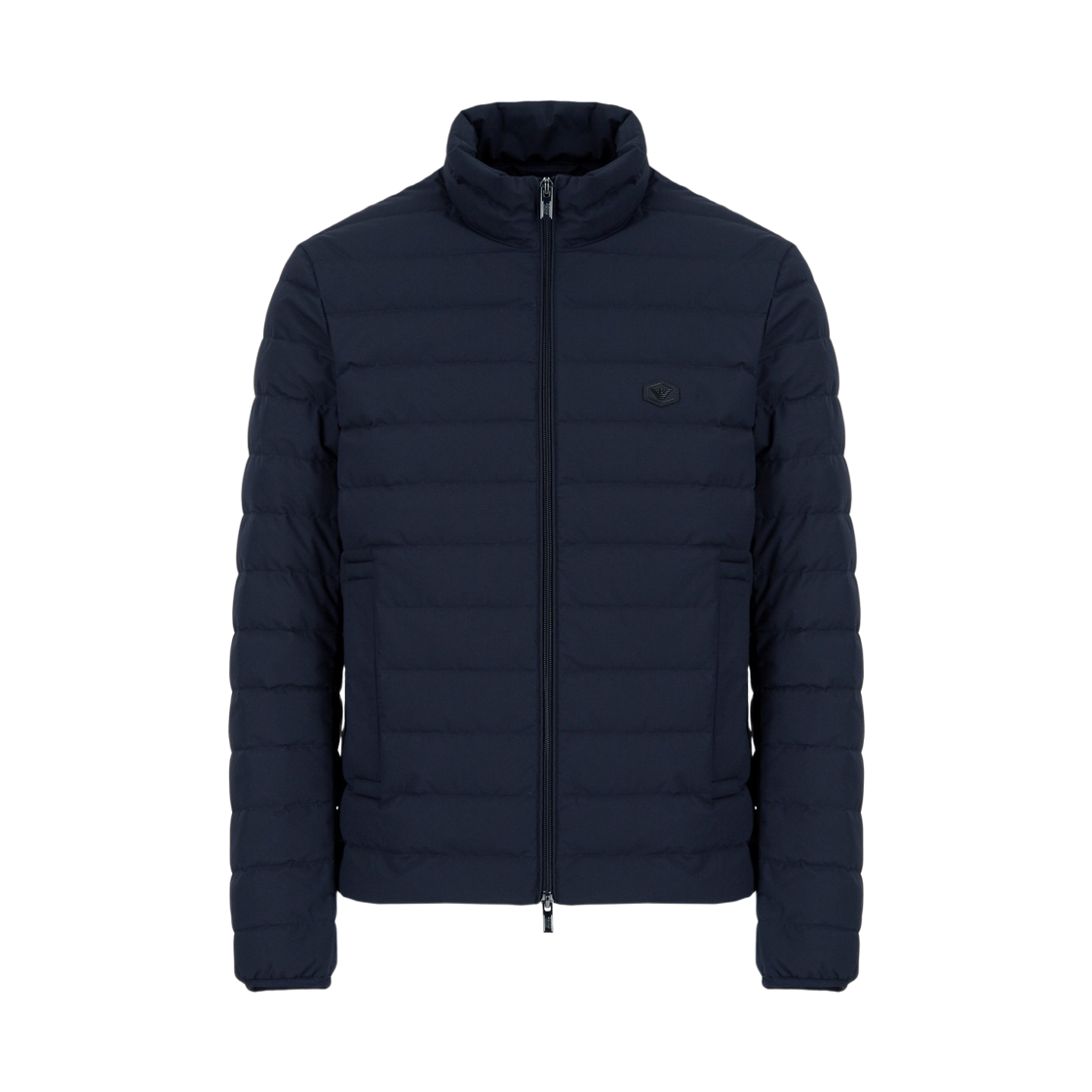 8N1BQ21NLRZ0920 Emporio Armani Eagle Logo Patch Detail Quilted Nylon Full Zipper Down Jacket Navy Blue